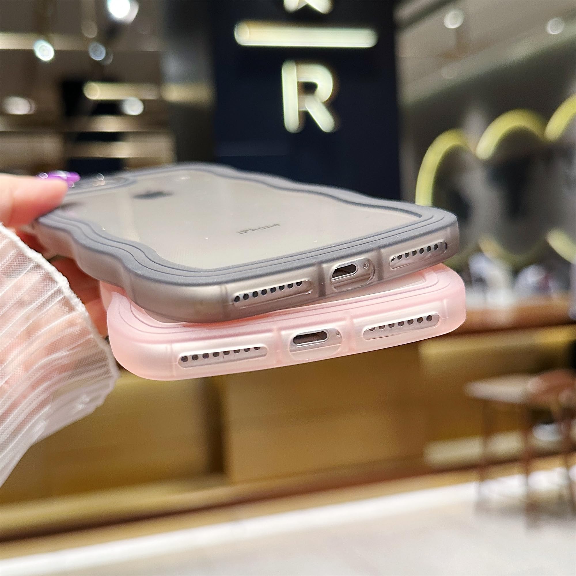 Skylmw Compatible With Iphone 7 Plus/8 Plus Case 5.5'', Cute Kawaii Curly Wave Frame Shape Soft Silicone Shockproof Protective P