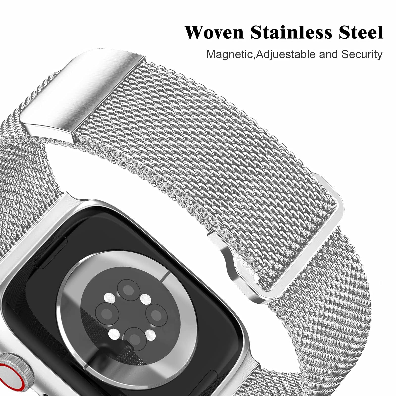 Geoumy Metal Magnetic Bands Compatible For Apple Watch Band Series 10 46Mm With Case, Stainless Steel Milanese Mesh Loop Replace