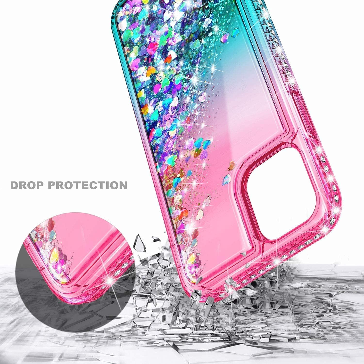 Ngb Compatible With Iphone 12 Pro Max Case With Tempered Glass Screen Protector, Ring Holder/Wrist Strap, Girls Women Liquid Bli