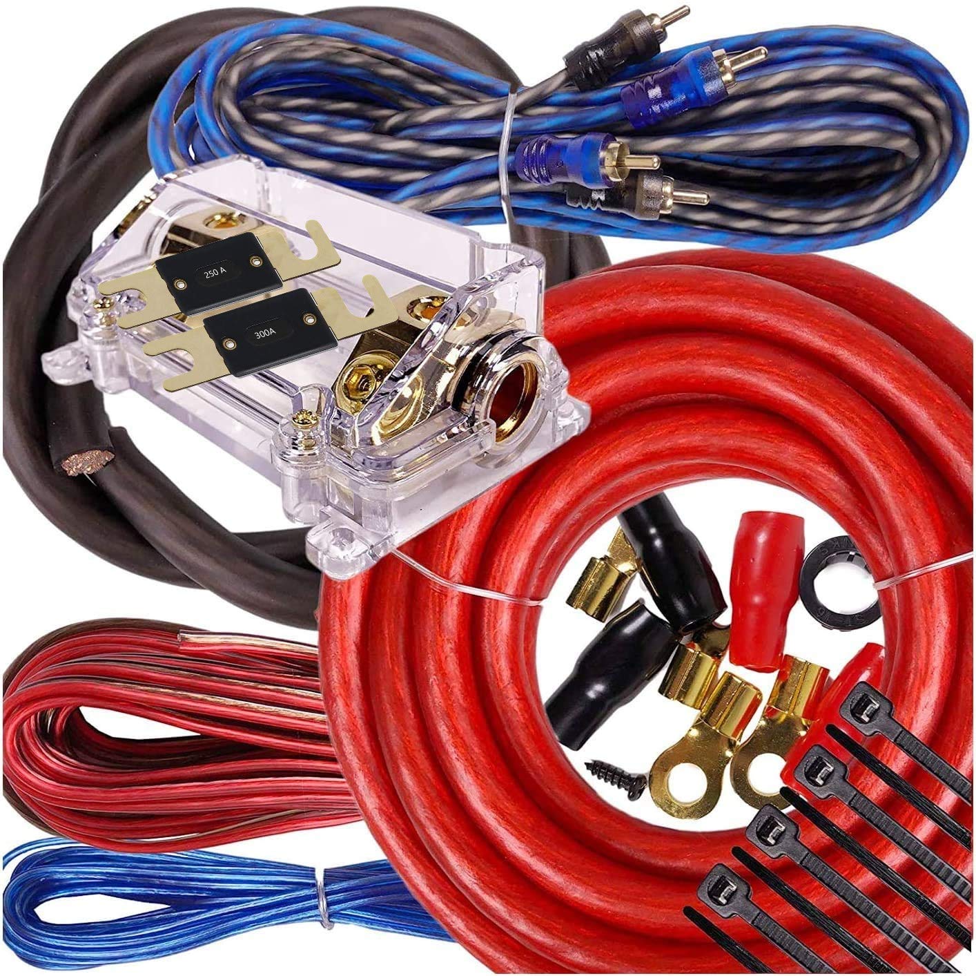 Complete 5000W Gravity 0 Gauge Amplifier Installation Wiring Kit Amp Pk2 0 Ga Blue   For Installer And Diy Hobbyist   Perfect Fo