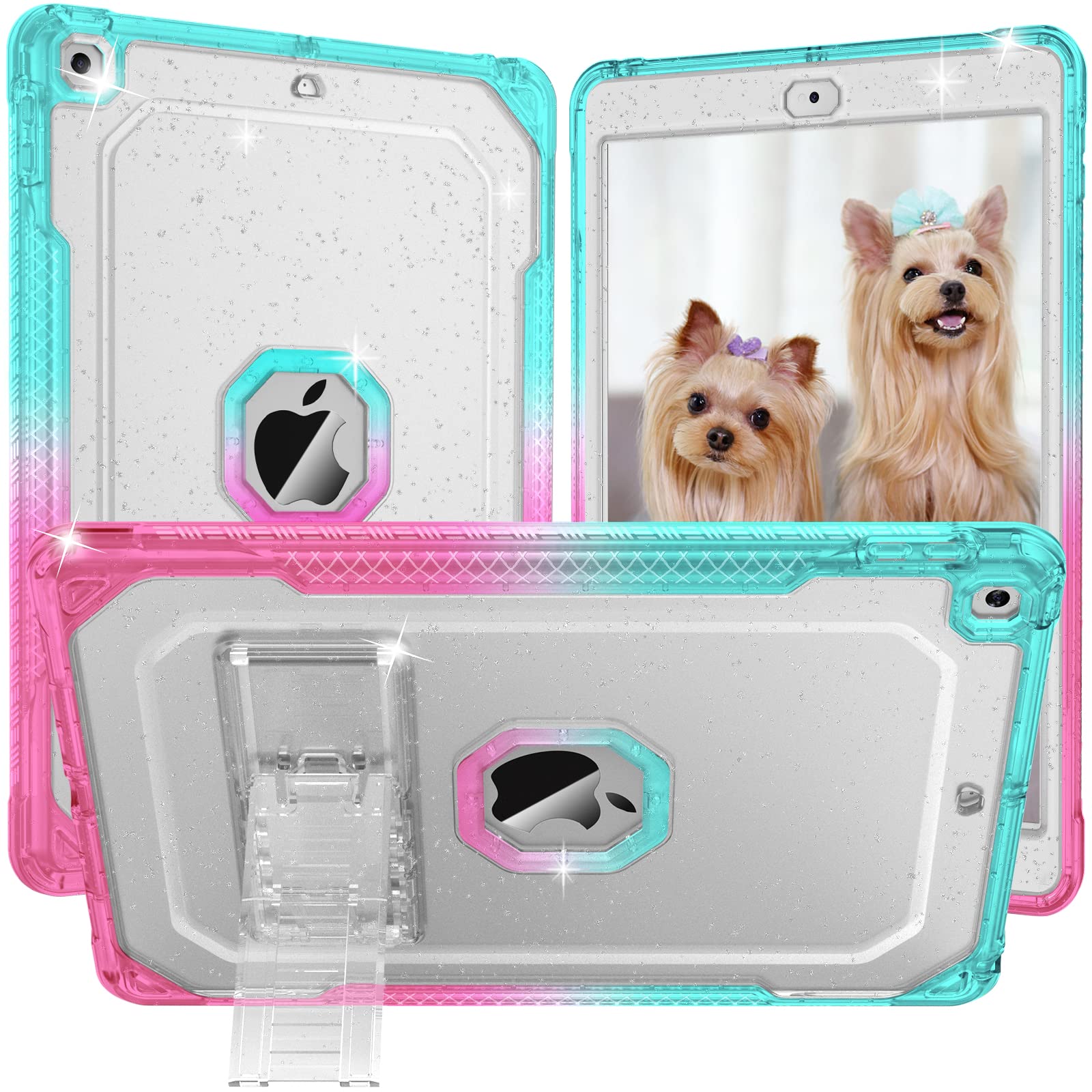 Zonefoker For Ipad 9Th Generation Case, For Ipad 8Th/7Th Gen 10.2 Inch Case 2021/2020/2019, Clear Glitter Dual Layer Slim Sturdy