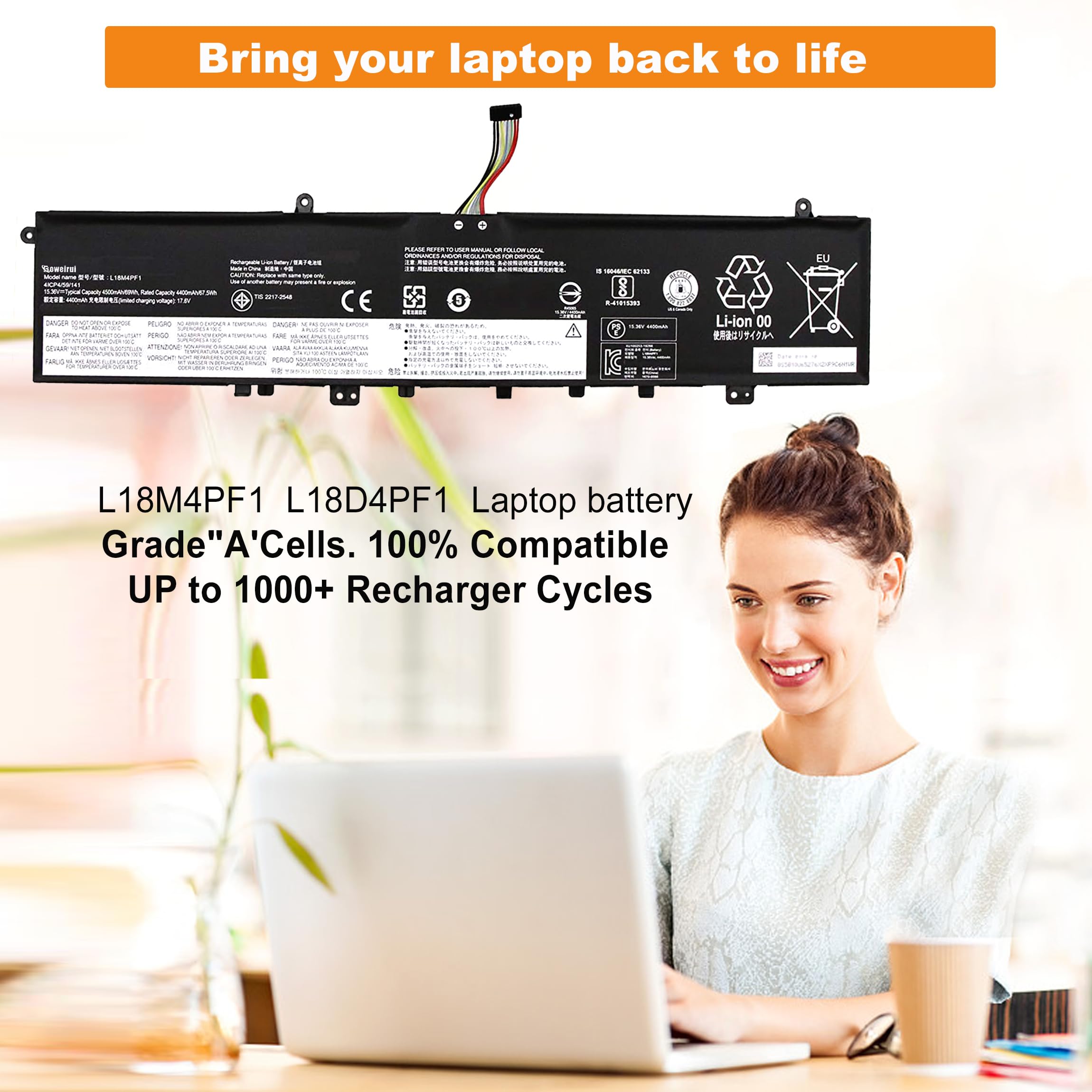 Boweirui L18M4Pf1 L18D4Pf1 Battery For Lenovo Yoga 9 15Imh5 82De, Lenovo Yoga C940 15Irh 81Te, Lenovo Ideapad S740 15Irh Series