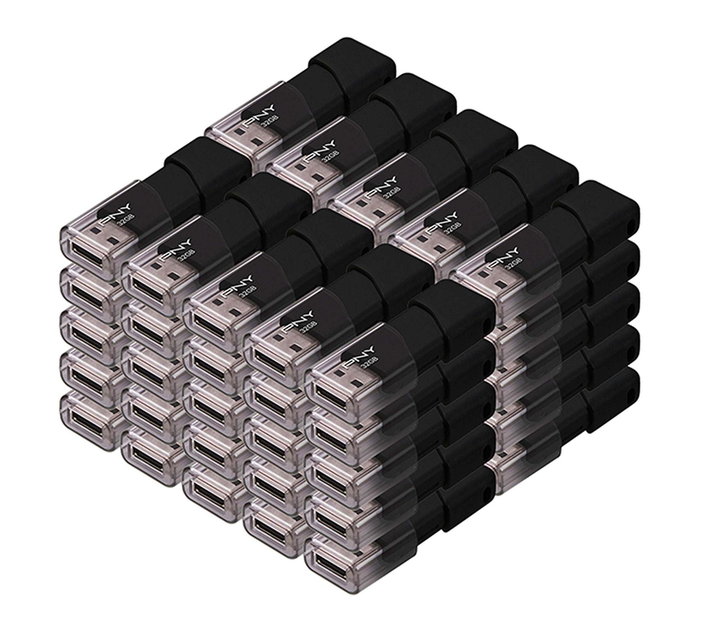 PNY 32GB Attach   3 USB 2.0 Flash Drive, 50-Pack, black