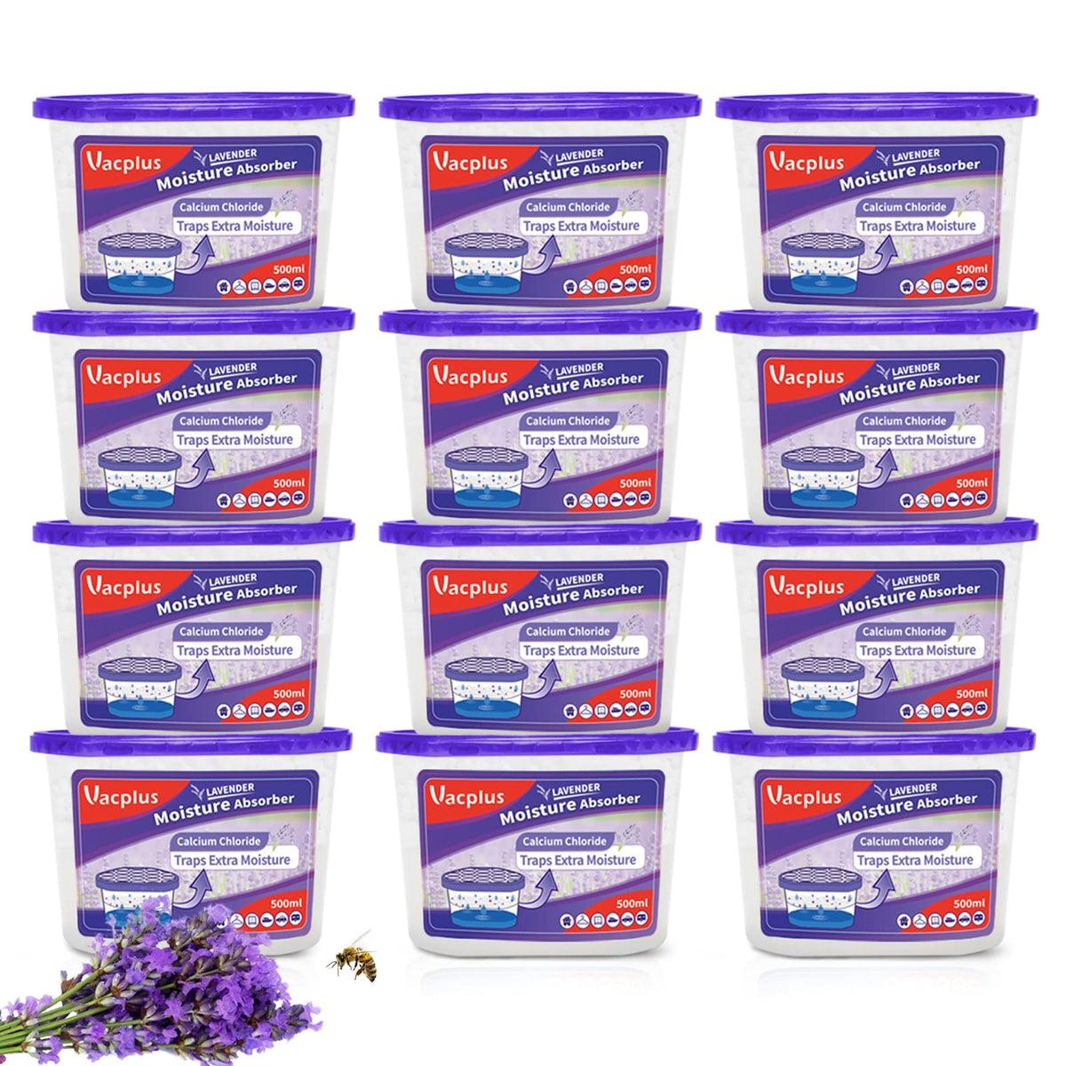 Vacplus Moisture Absorber Boxes (12 Pack), 10.5 Oz, Humidity Absorber Attracts Extra Moisture From Your Bathroom, Closet, Kitche