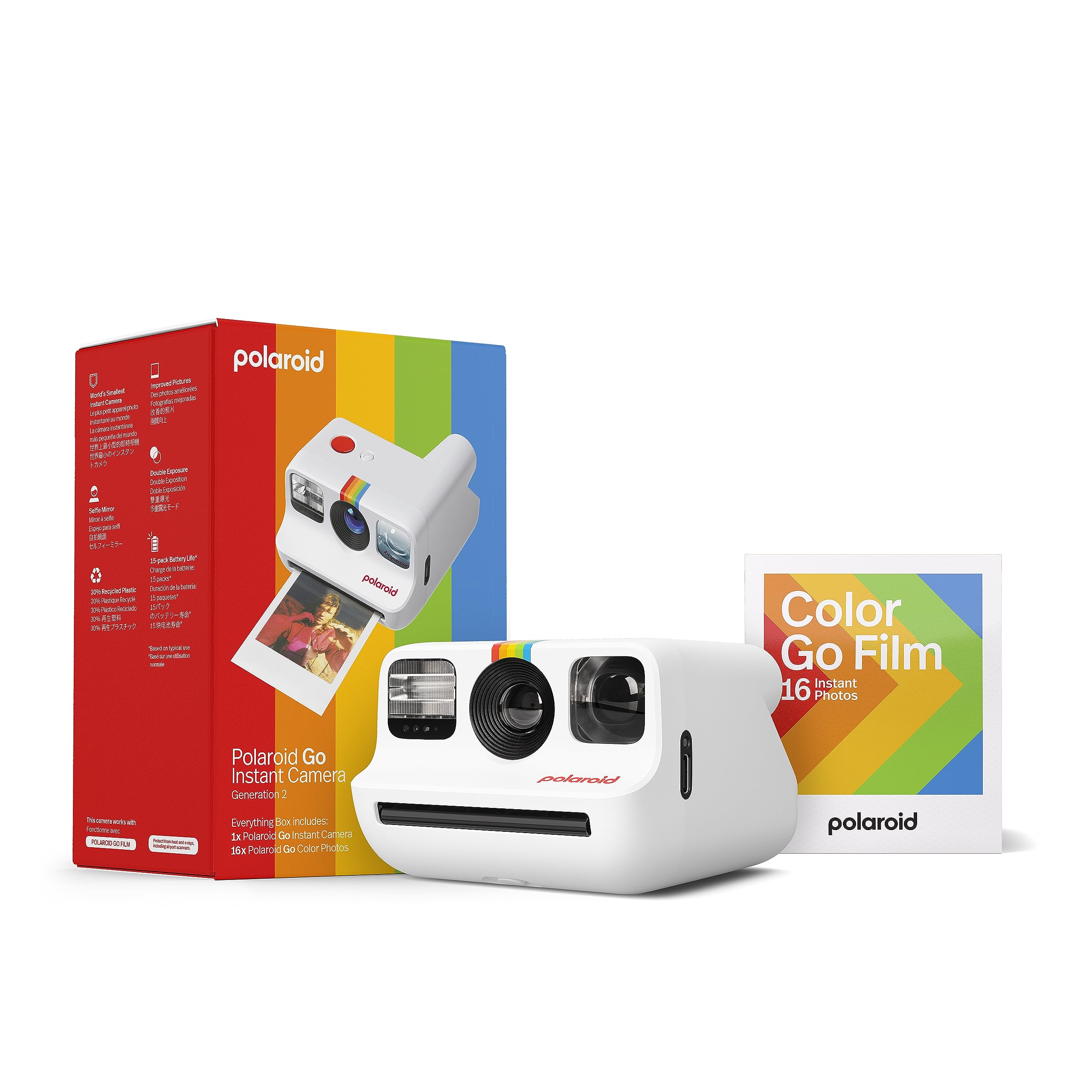 Polaroid Go Generation 2   Mini Instant Camera + Film Bundle (16 Photos Included)   White (6282)