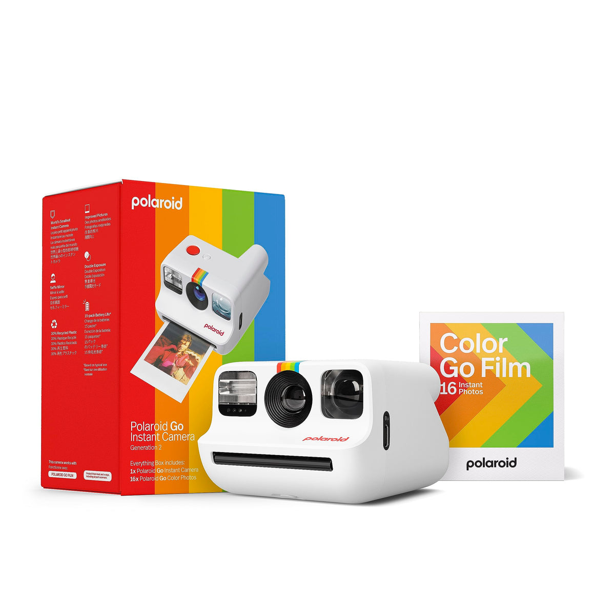 Polaroid Go Generation 2   Mini Instant Camera + Film Bundle (16 Photos Included)   White (6282)