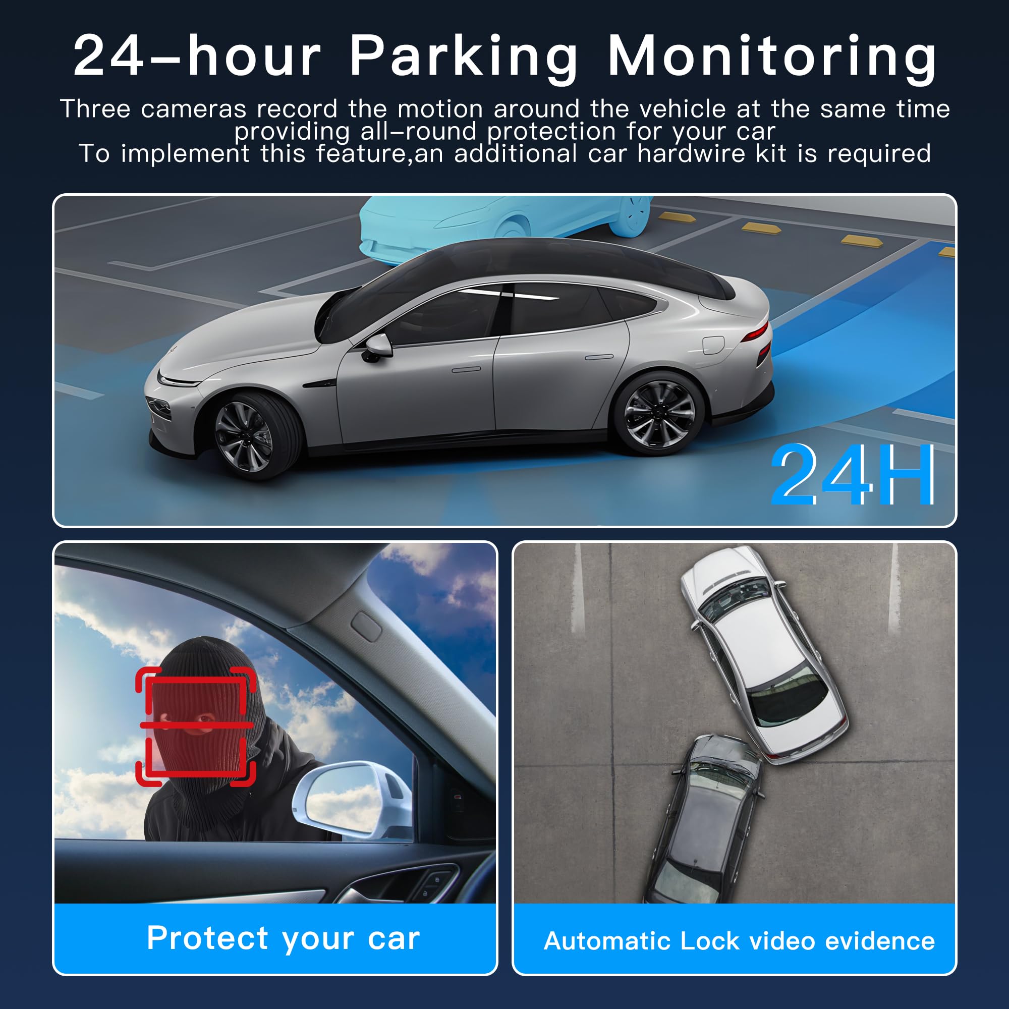 3 Channel Dash Cam Wifi Fhd 1080P Car Camera 64Gb Tf Card,Topgoose Front Dash Camera Front And Rear Inside For Cars,Mini Dashcam