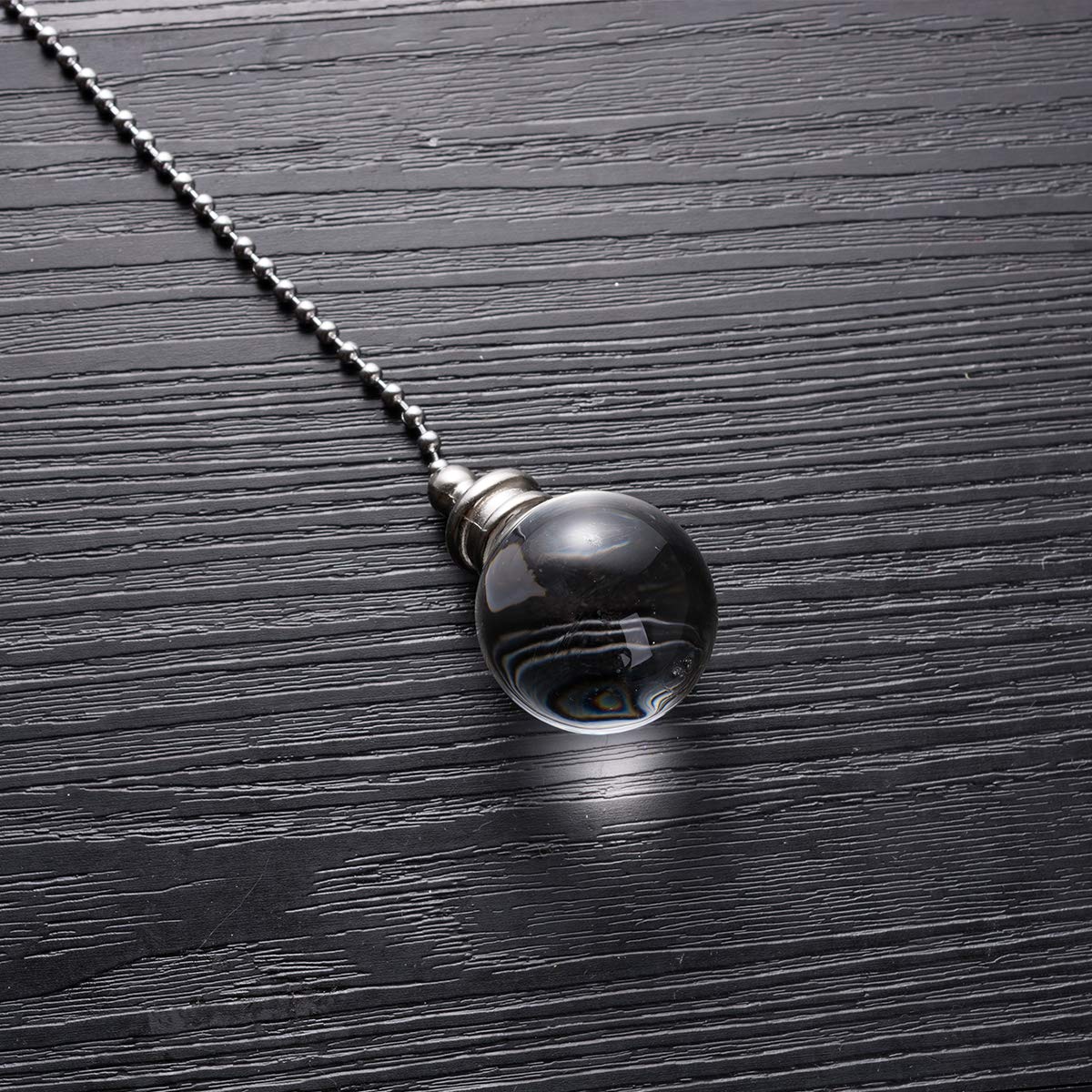 Ceiling Fan Pull Chain, 2Pcs Clear 30Mm Diameter Crystal Ball Fan Pull Chain, 20 Inches Fan Pulls Set With Connector Ceiling Fan