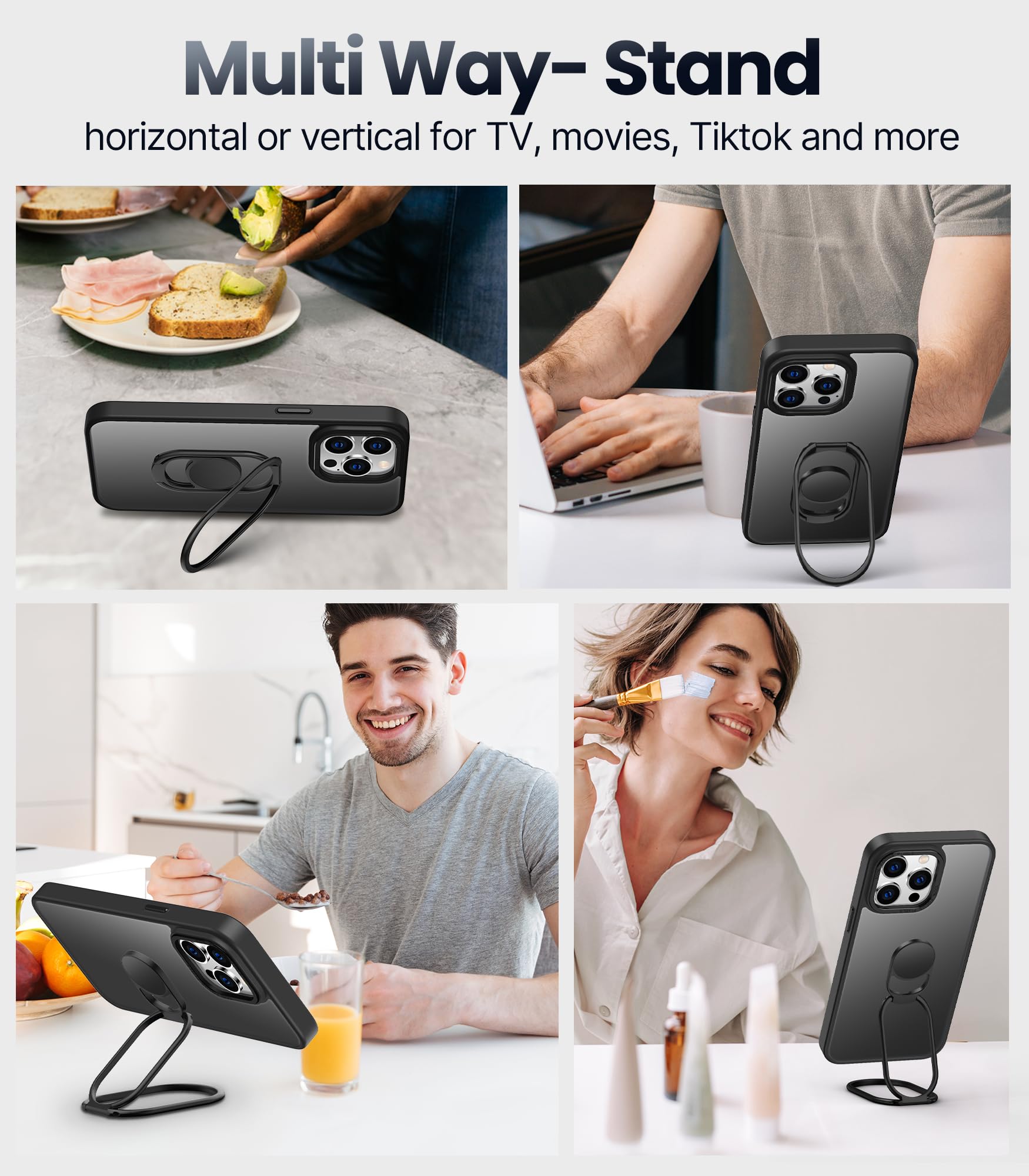 Shields Up For Iphone 15 Pro Max Case With Stand, Phone Case With Double Ring Holder [Adjustable & Foldable] Protective Transluc