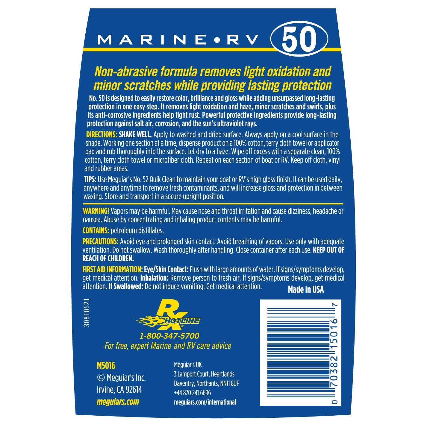 Meguiar'S Marine/Rv Once Step Cleaner Wax M5016 - Professional-Grade Marine Wax And Rv Wax That Cleans, Polishes And Adds Wax Pr,WBAUVB0000AXMY8