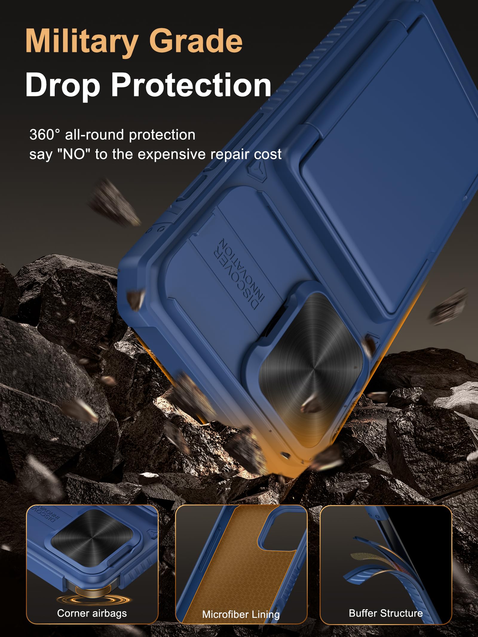 Vihibii For Iphone 16 Pro Max Wallet Case With Card Holder (4 Cards) [Rfid Blocking] & Slide Camera Cover & Raised Edges Protect