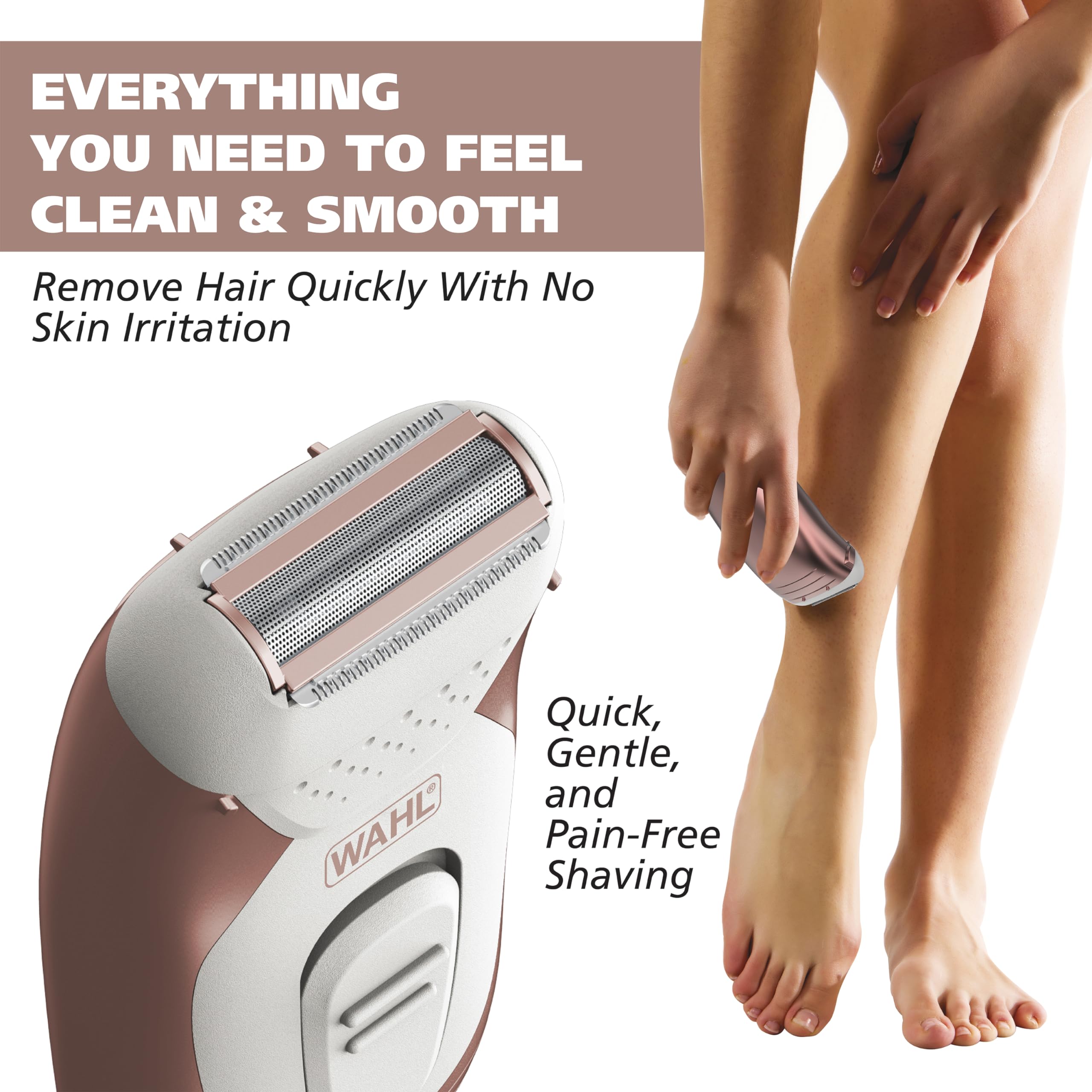 Wahl Smooth Confidence Ladies Waterproof Cordless Battery Shaver For Legs, Bikini Line, And Armpits   Model 7067