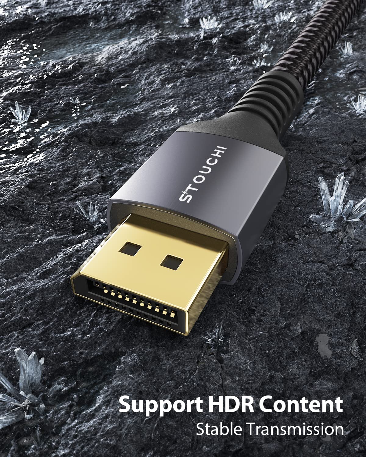 Stouchi Displayport Cable, Dp 1.4 Cable 8K 3M/10Ft 8K@60Hz Hbr3 4K@60Hz/144Hz/120Hz 5K@60Hz 2K@165Hz/240Hz Support Freesync G Sy