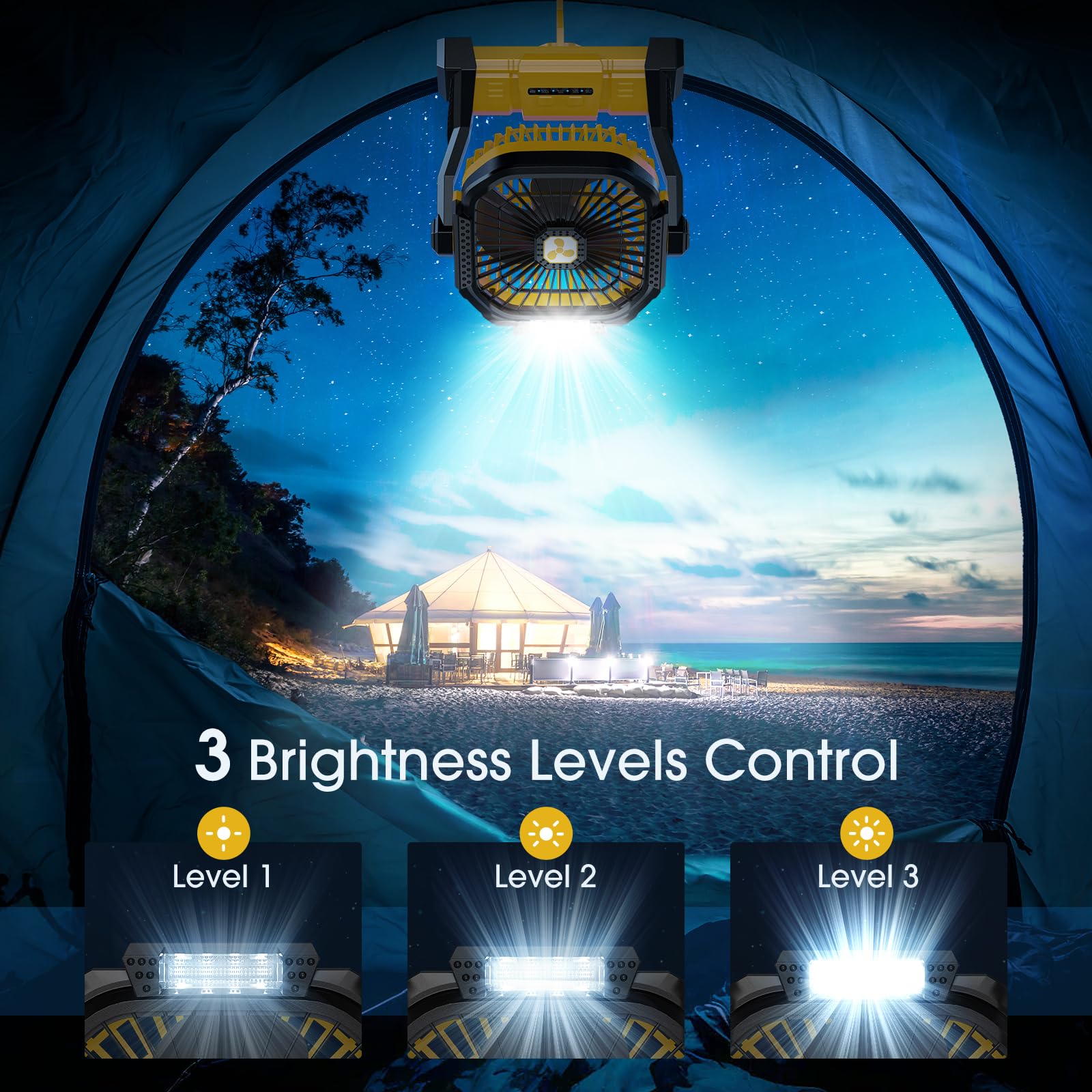 Portable Fan Rechargeable, 20000Mah Cordless Battery Powered Fan With Led Lantern, Small Table Fan, Usb Battery Operated Fans Fo