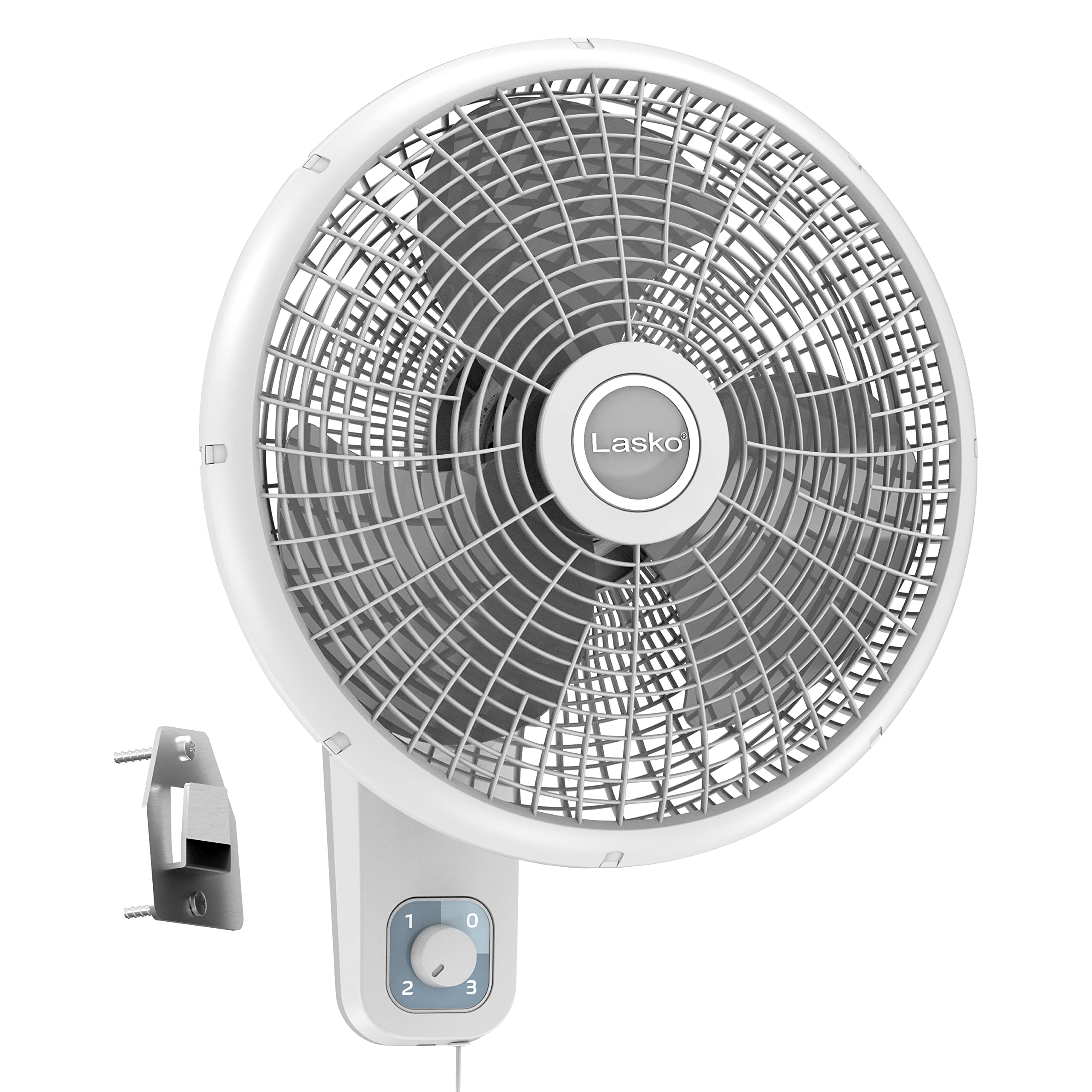 Lasko 16'' 3 Speed Oscillating Wall Mount Fan For Indoor Use, M16900, Light Grey
