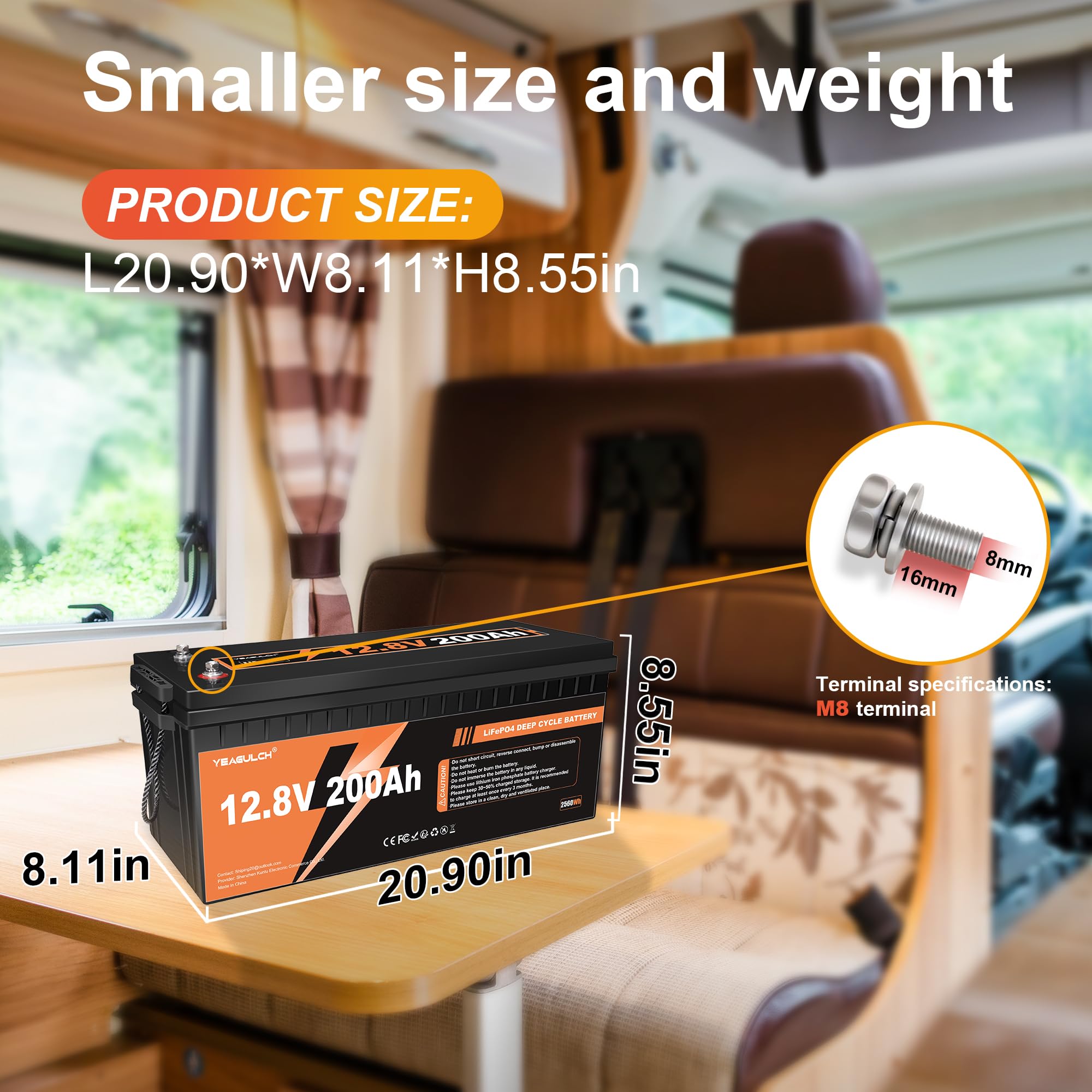 12V 200Ah Lifepo4 Lithium Battery Built-In 200A Bms Up To 15000+ Deep Cycle 2560Wh Low Temp Protection Rechargeable Lithium Batt