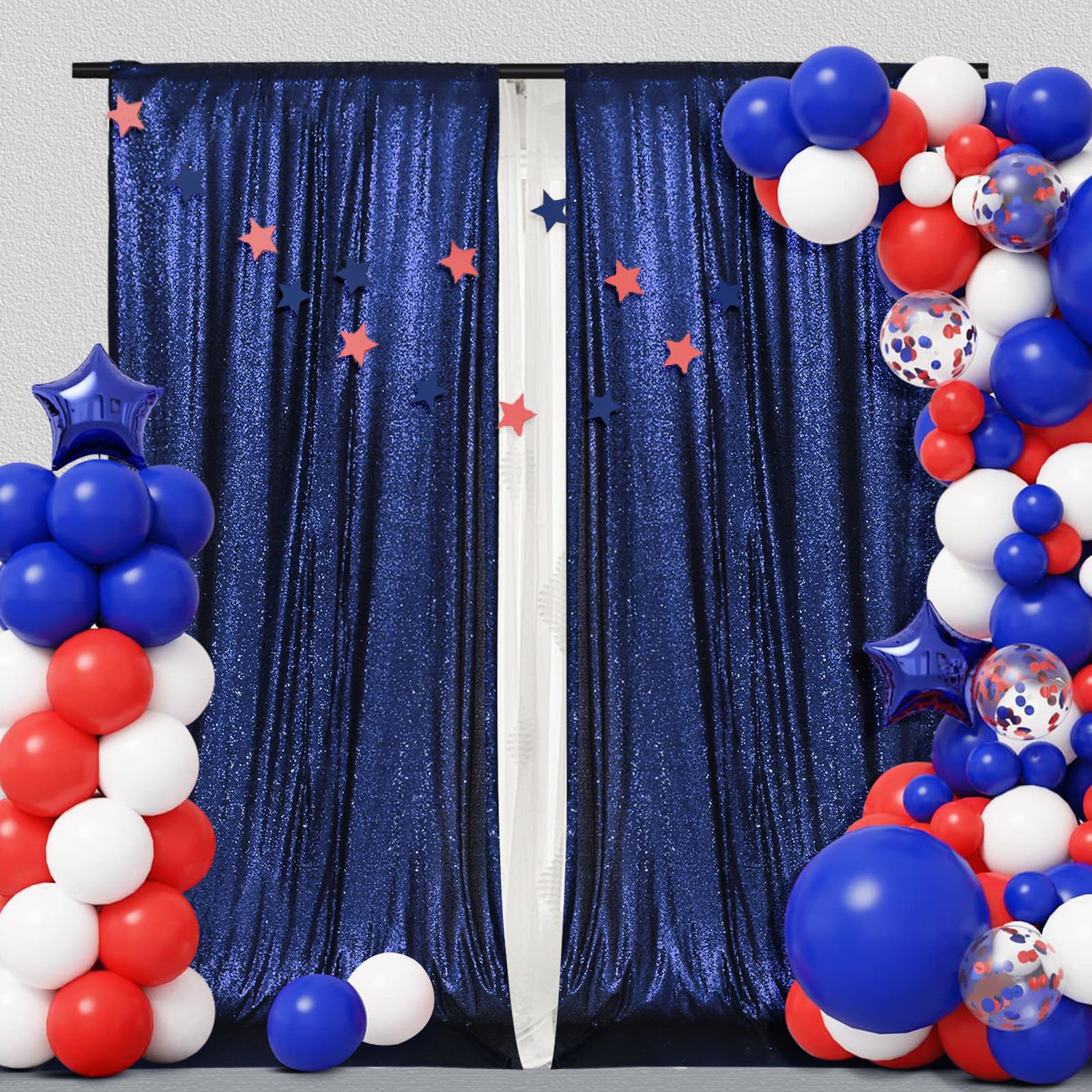 Partydelight 2 Panels Navy Blue Sequin Backdrop, Photography, Christmas Backdrop, 5Ft X 10Ft