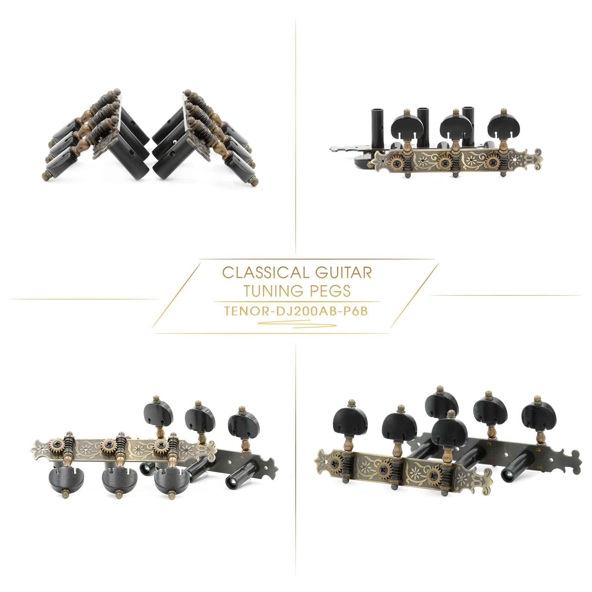 Dj200Ab P6B Tenor Classical Guitar Tuners Professional Tuning Key Pegs/Machine Heads For Classical Or Flamenco Guitar In Antique