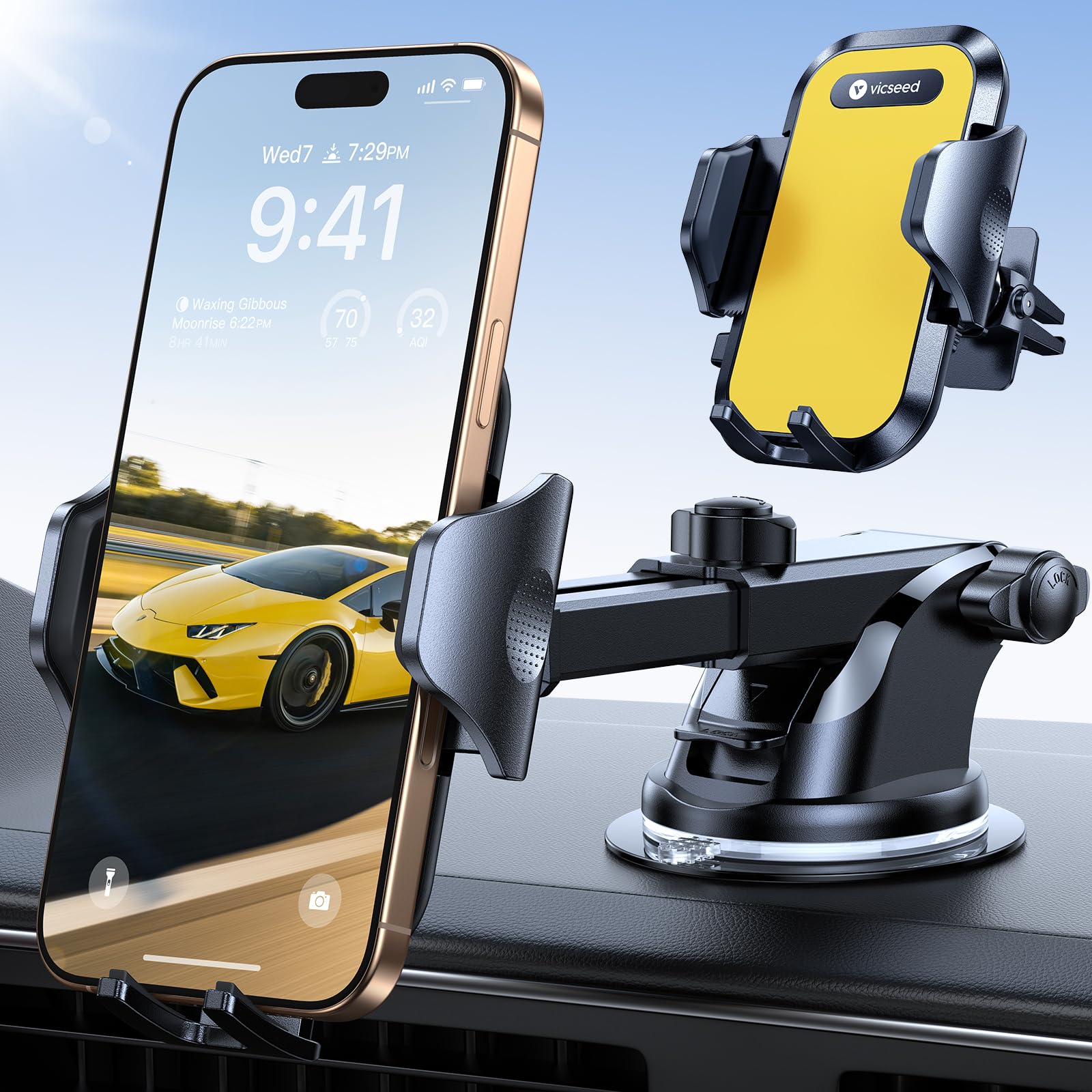 Vicseed [True Strongest Suction] [Rally Racing-Grade Stability] Phone Holders For Your Car 2025 Upgraded Car Phone Holder Mount 