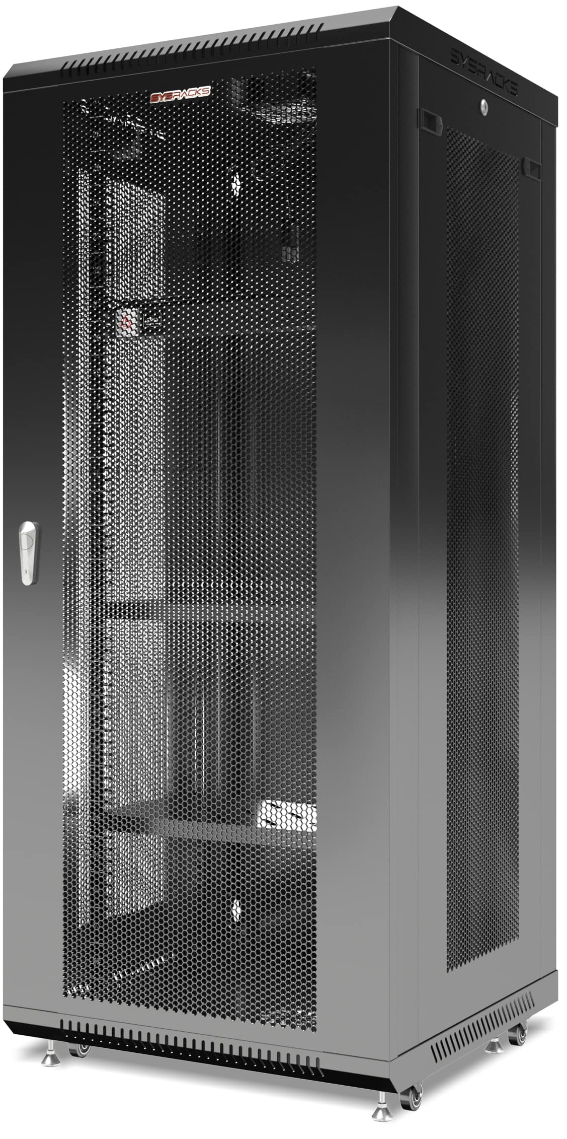 Sysracks   Server Rack   Wall Cabinet   27U Wall Mount Rack On Casters Enclosure With Fans   Audio Rack   Network Rack   24 Inch Depth Av Cabinet   Wheels   Pdu   Shelf   Locking Cabinet   Black