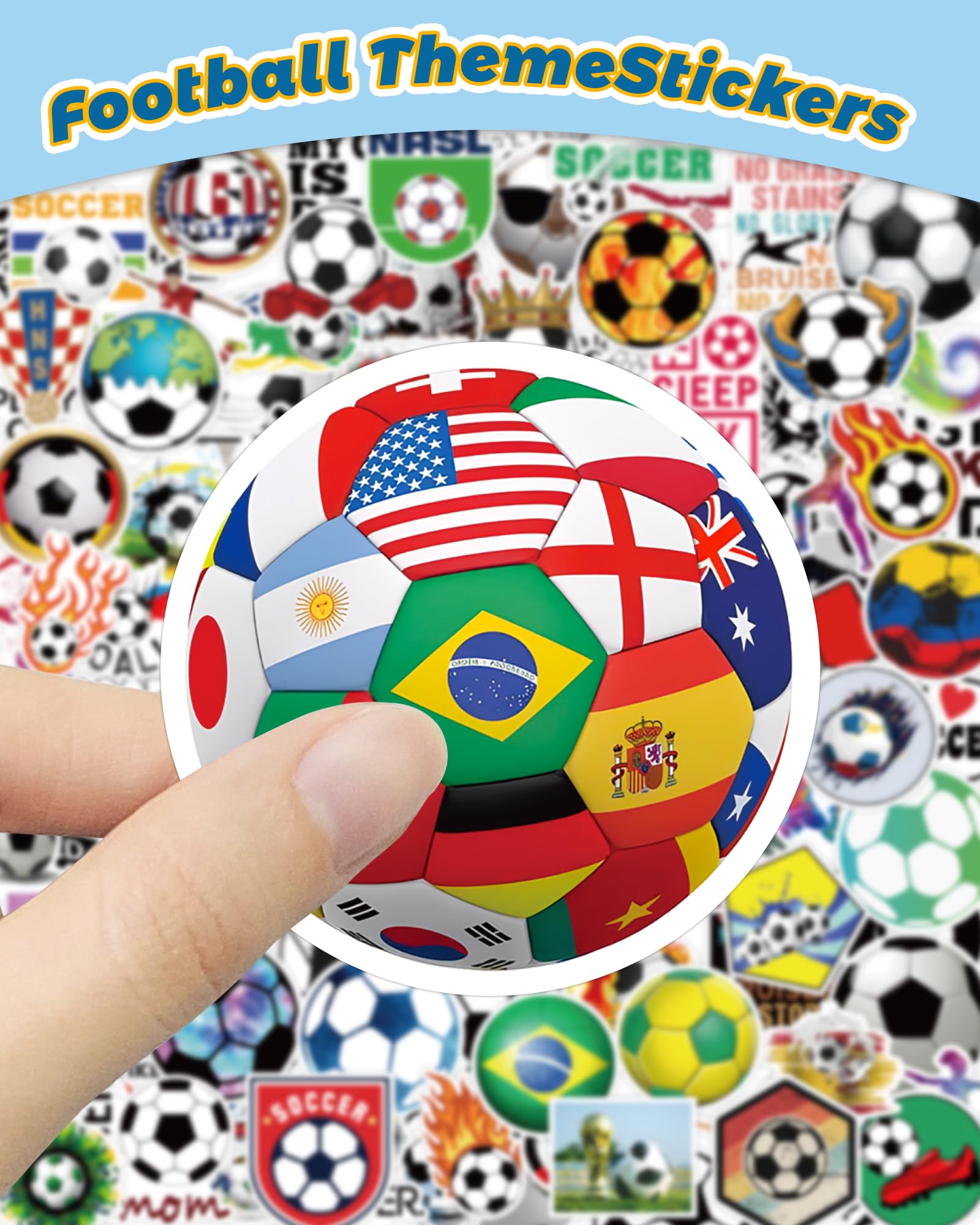Pcnearty 100 Pcs Soccer Stickers For Kids, Water Bottle Stickers, Cute Vinyl Waterproof Hydroflask Phone Skateboard Laptop Stick