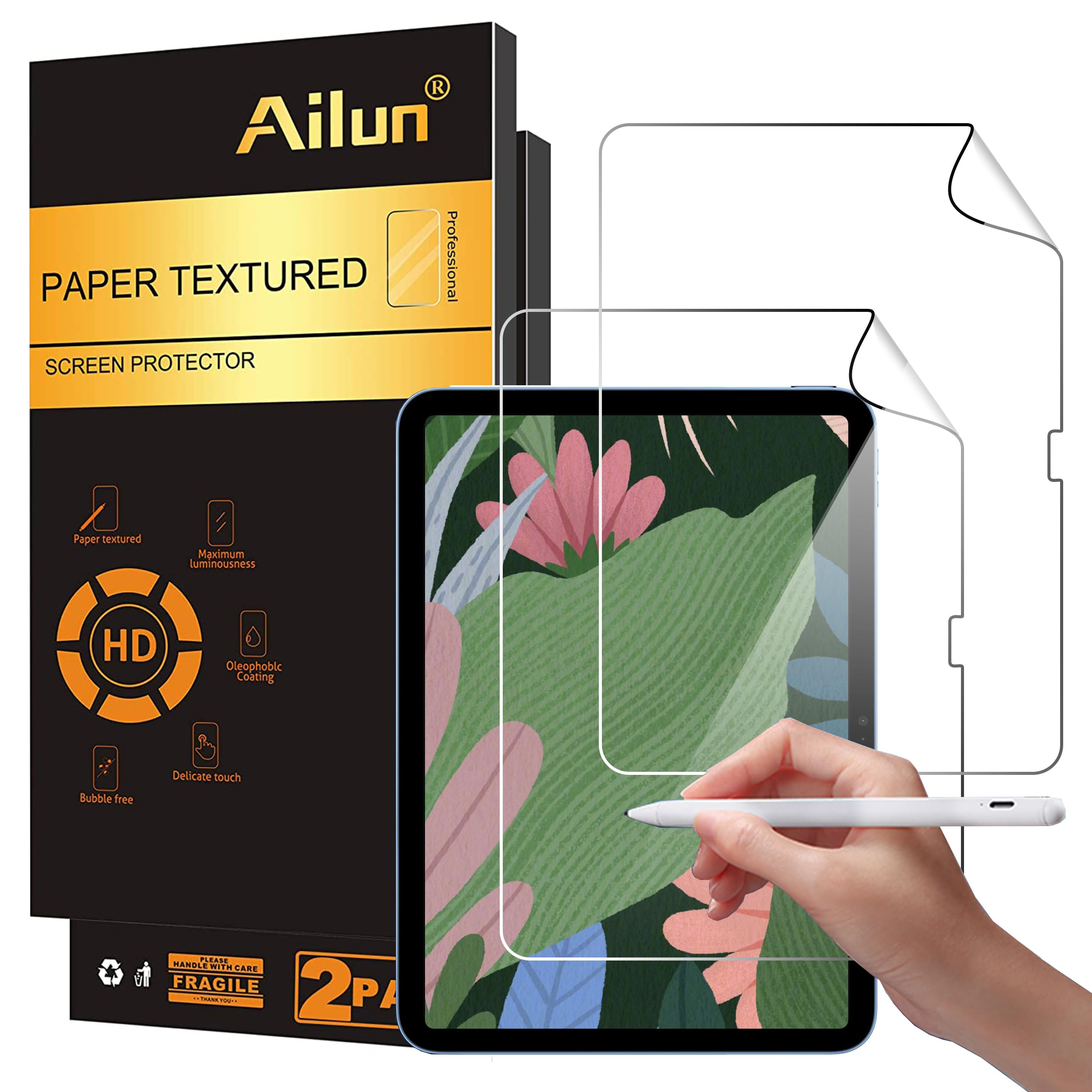Ailun Paper Textured Screen Protector For Ipad 10Th Generation [10.9 Inch] [2022 Release] 2 Pack Draw And Sketch Like On Paper T