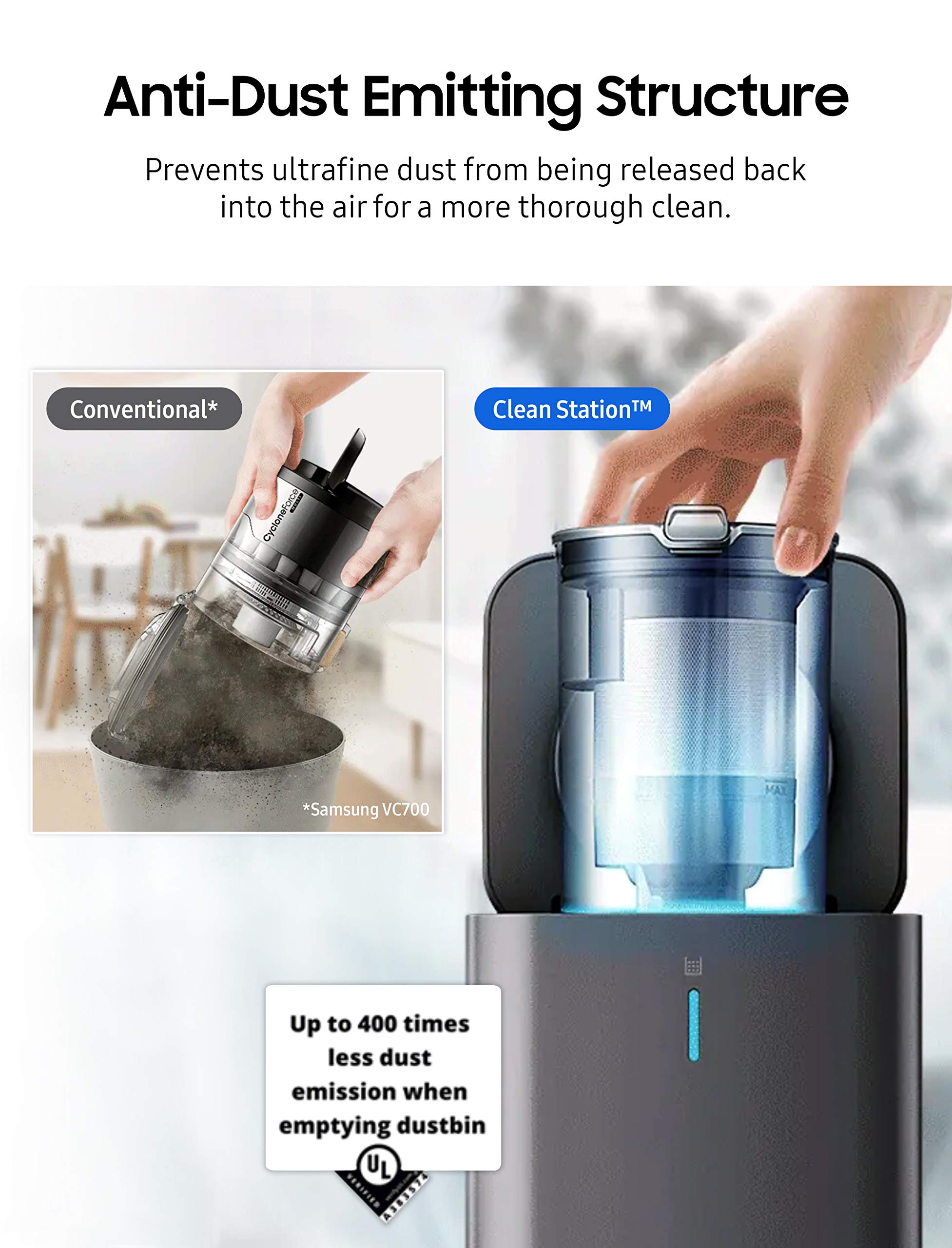 Samsung Station Dust Disposal With Hygienic Cleaning Filter Household Handheld Vacuums, 2021, Airborne White