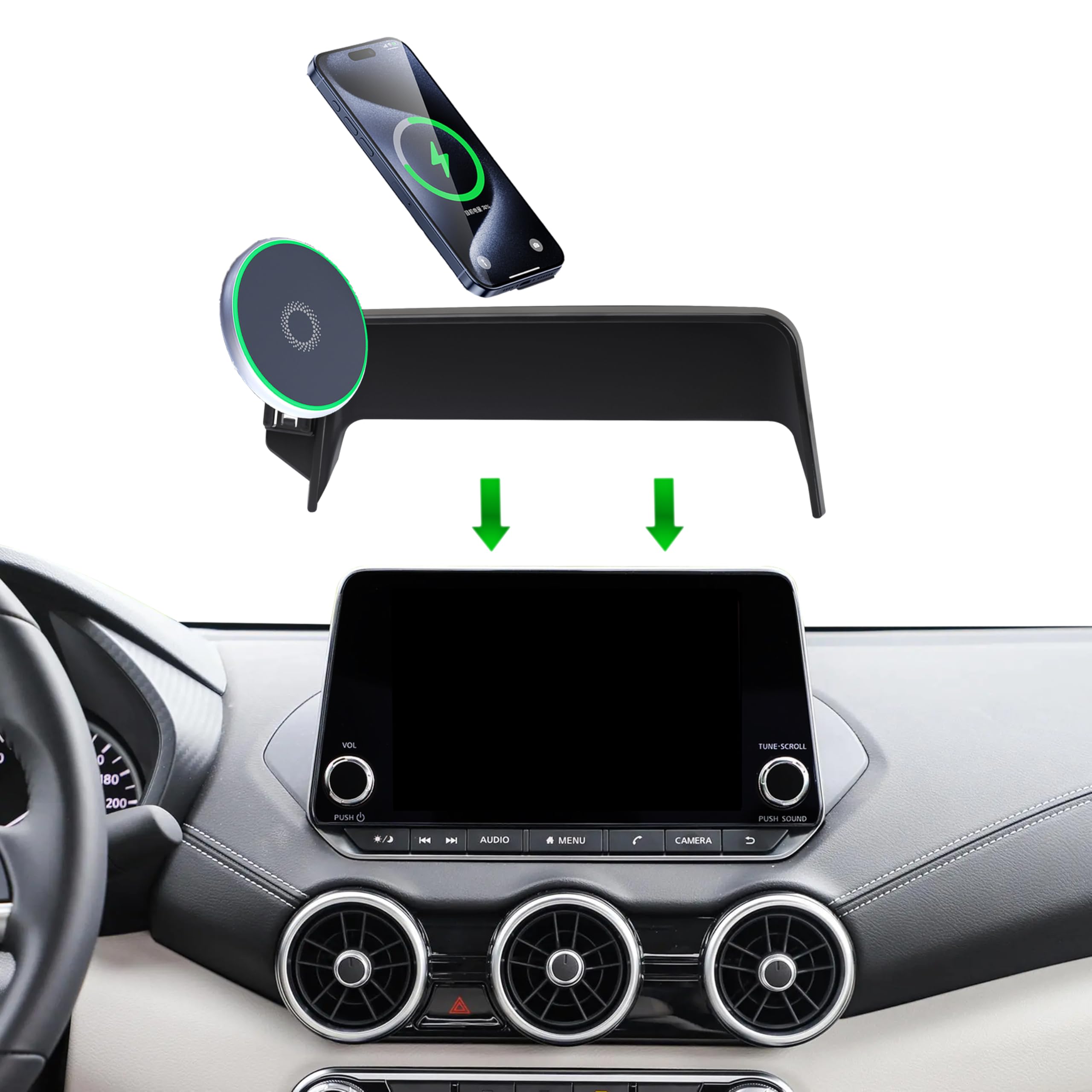 Abeeygeomarn Car Phone Holder For 2021-2025 Nissan Rogue/2019-2025 Altima/2020-2025 Sentra Accessories 15W Fast Wireless Charger