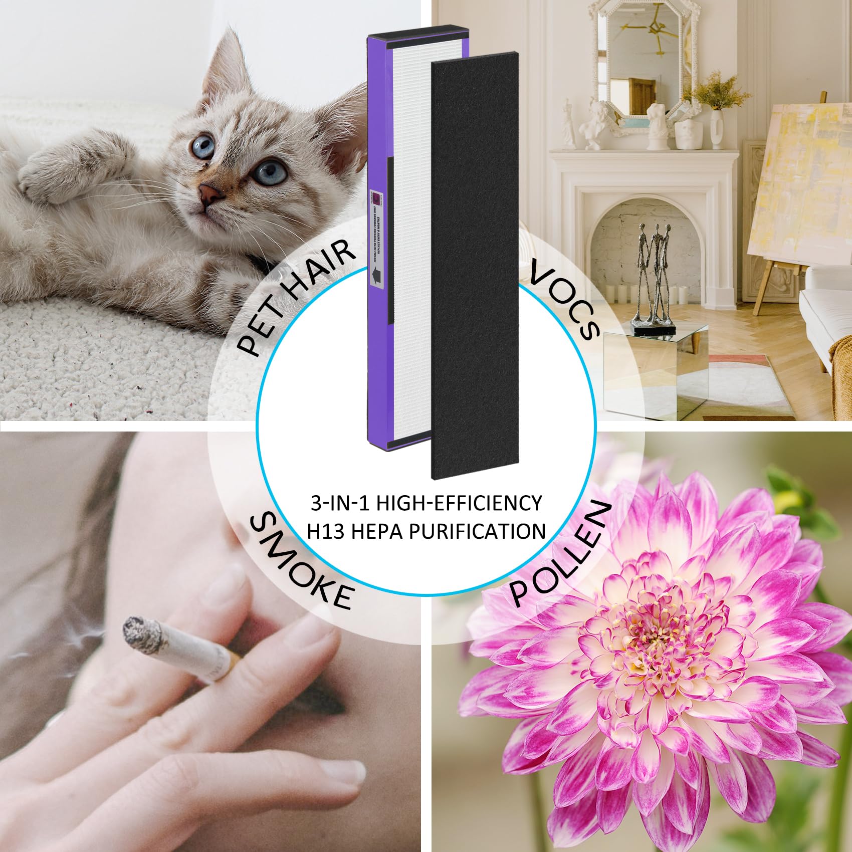 3 Pack Flt5250Pt Combo Pack Replacement Filter C Pet, Compatible With Germ Guardian Ac5000, Ac5000E, Ac5250Pt, Ac5350B, Ac5350Bc