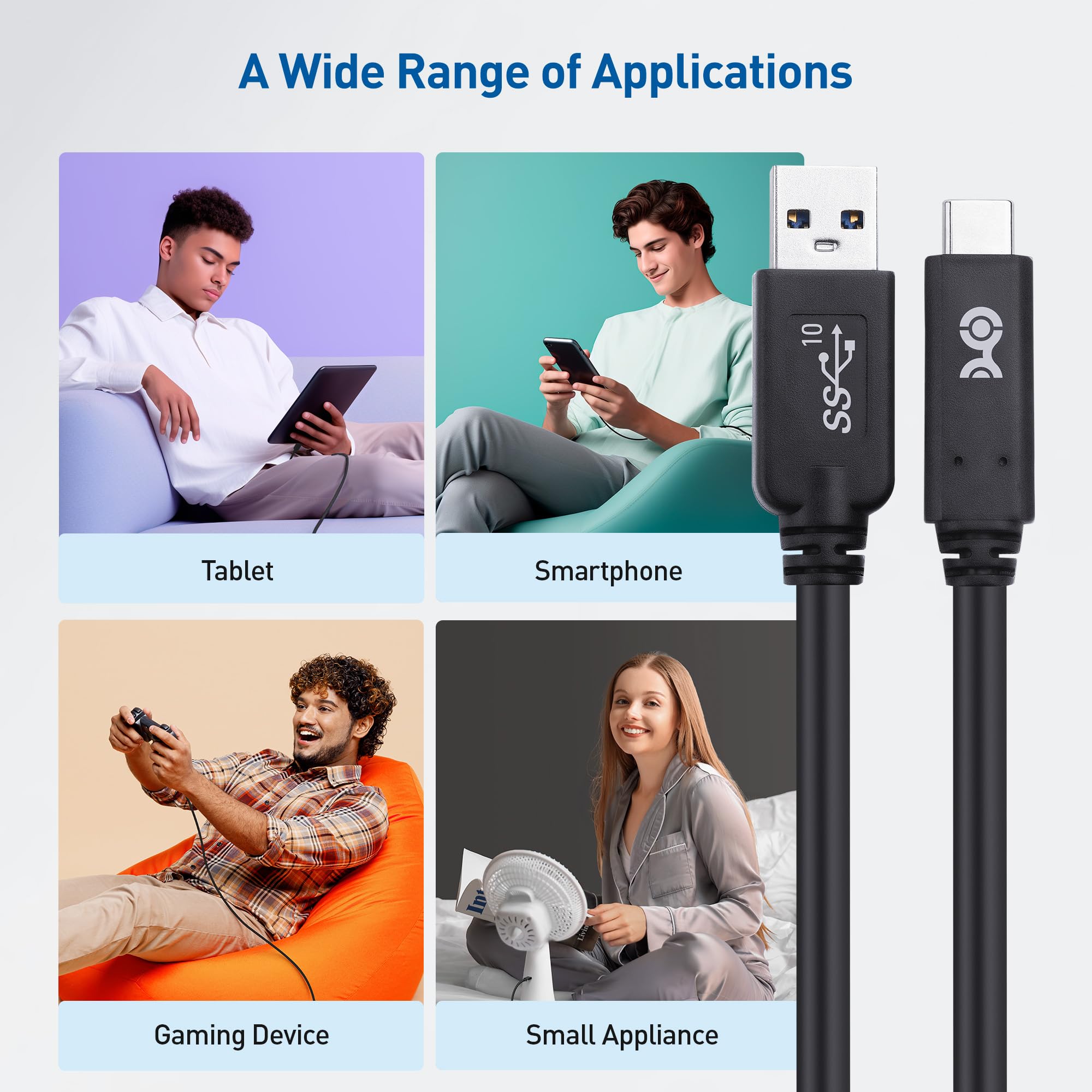 Cable Matters [USB IF Certified] 10 Gbps Gen 2 USB A to USB C Cable 3.3 ft (USB C to USB Cable) in Black, Compatible with iPhone 16/15, 16/15 Pro Max, 16/15 Plus