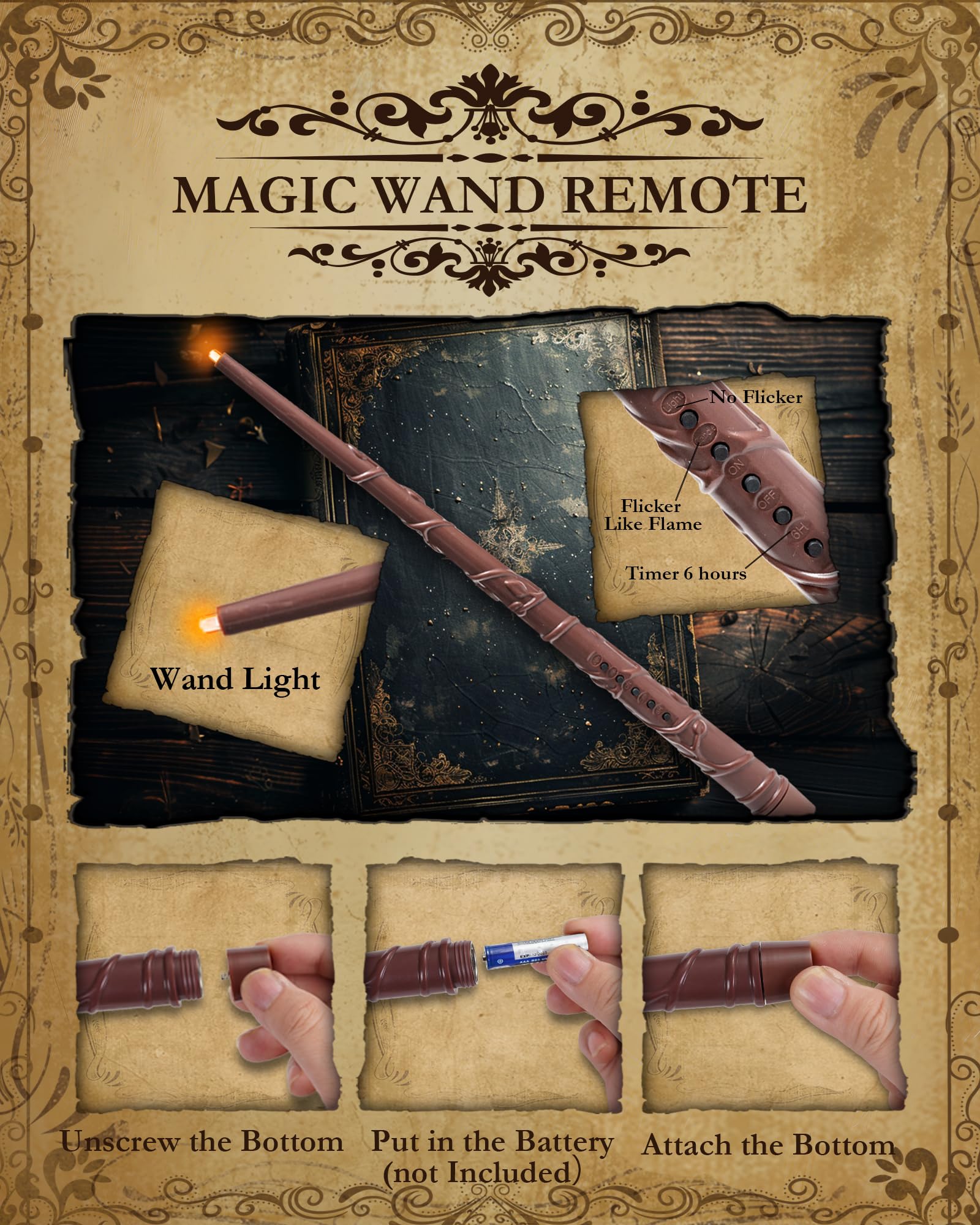 20 Pcs Floating Candles With Wand, Hanging Candles With Timer, Magic Deco Candles Flickering Warm Light, Flameless Taper Candles