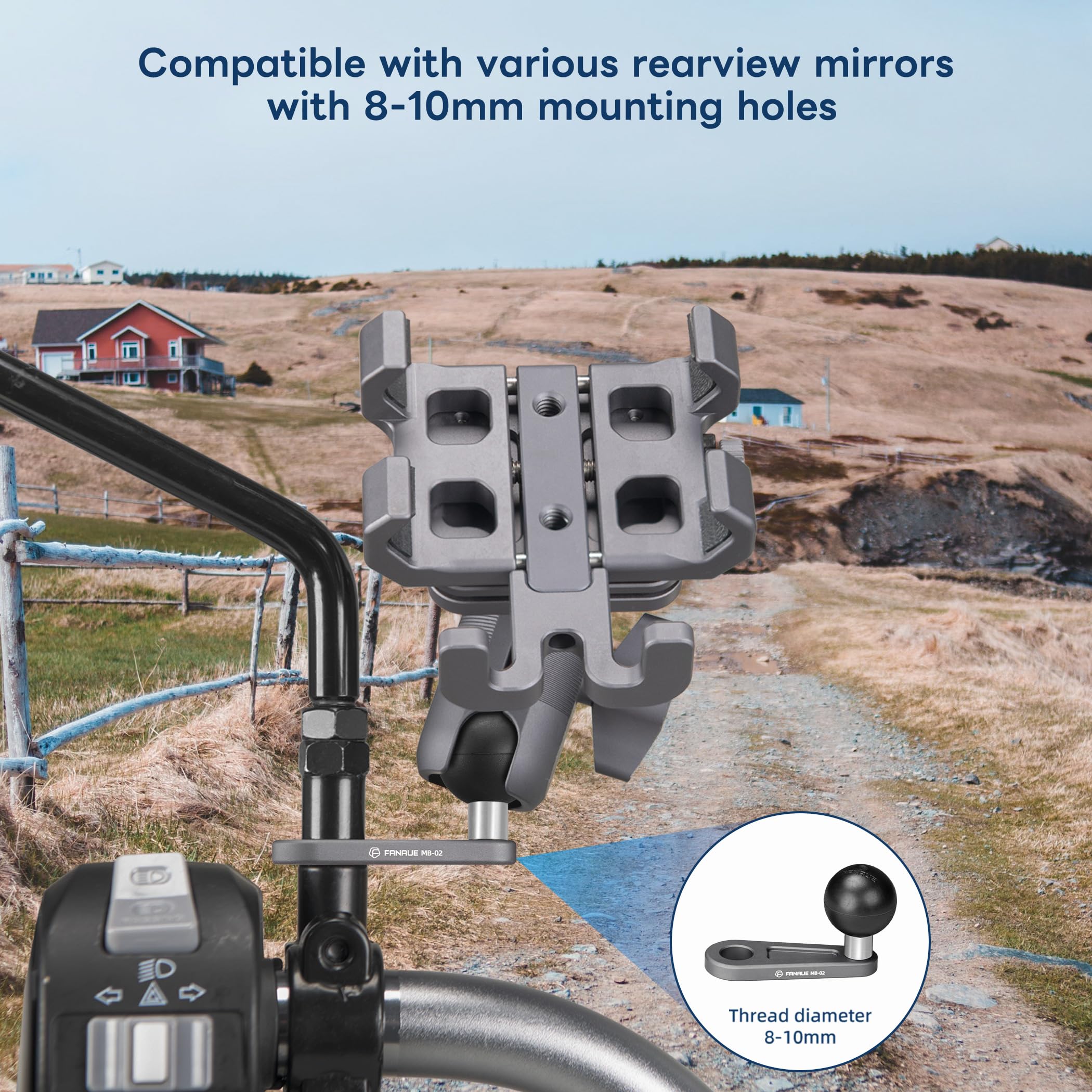 Fanaue 1 Inch Angled Bolt Head Adapter Ball Base With 10Mm Mounting Hole, Aluminum 1 Ball Head Compatible With Ram Mounts And Bi