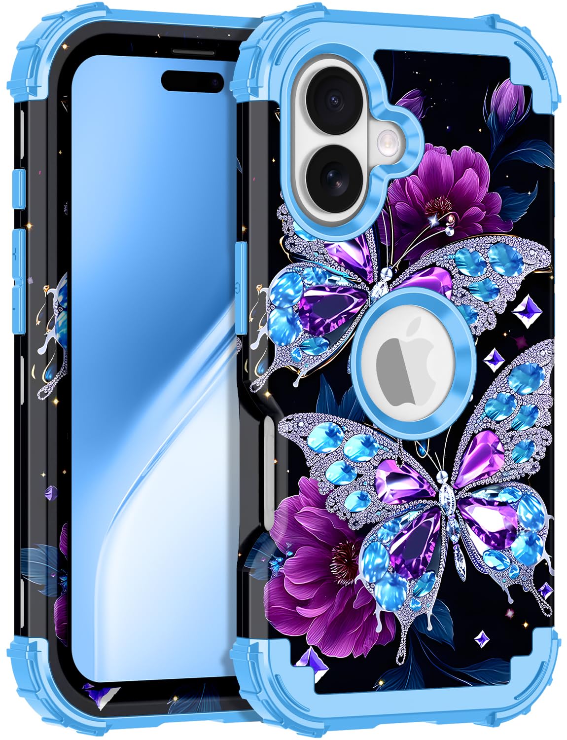 Rancase for iPhone 17 Case,Three Layer Heavy Duty Shockproof Protection Hard Plastic Bumper +Soft Silicone Rubber Protective Cas