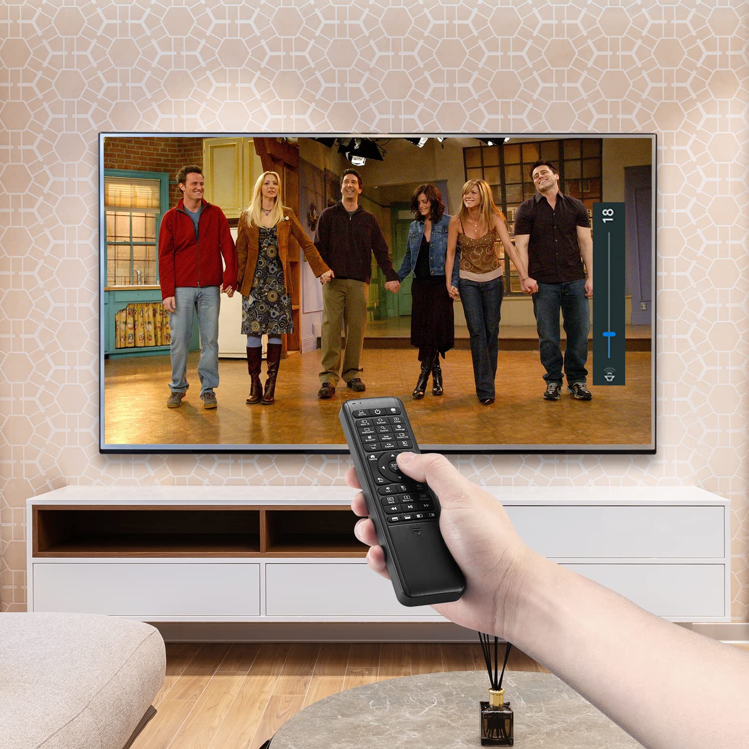 PEPPER JOBS W10 GYRO Air TV Remote with QWERTY Keyboard, LED Backlit, 6-Axis Gyro for Windows 11/10, Mini PC Controller