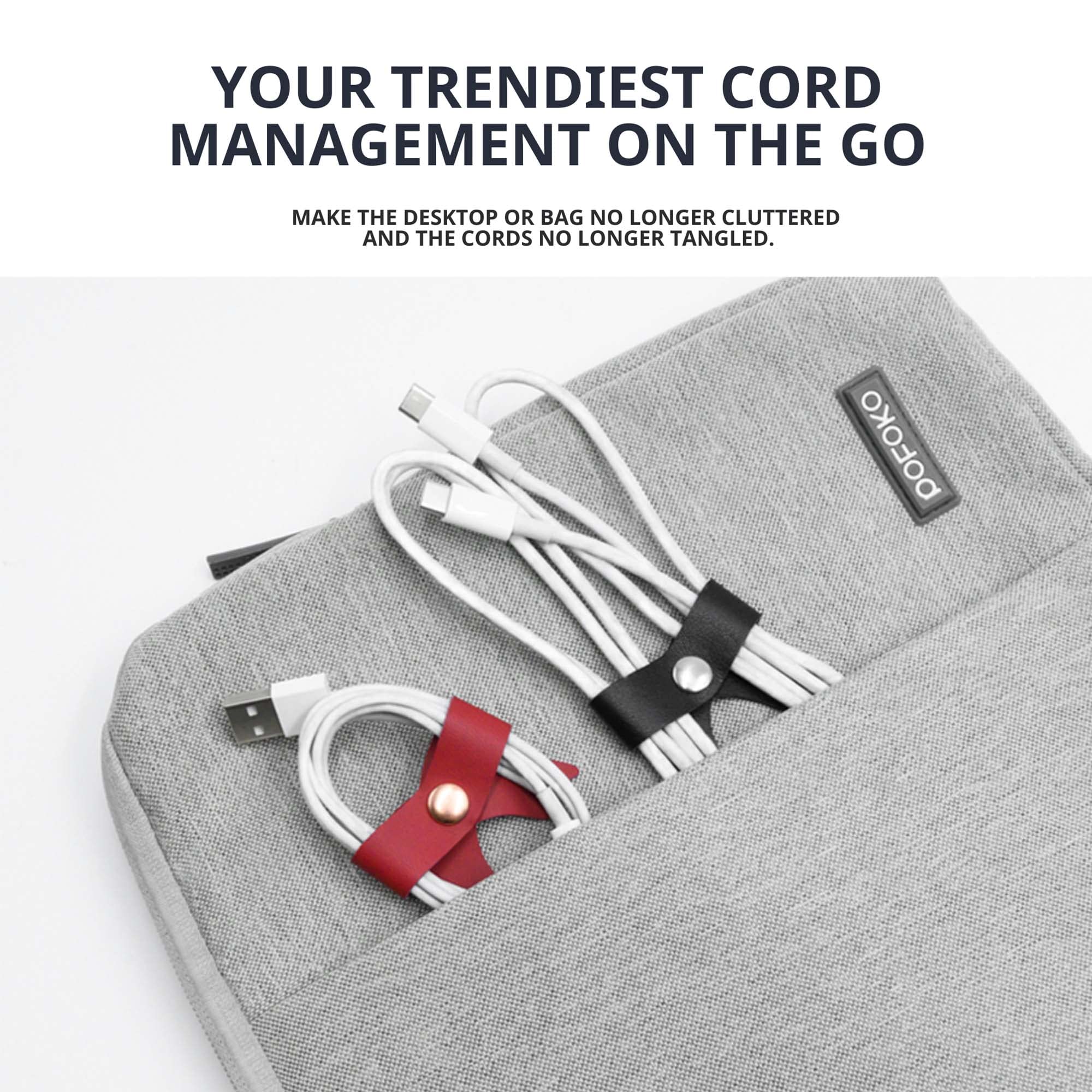 SenseAGE Cord Organizer, Faux Leather Cable Straps, Small Mint, Model CW-PU-BOW-CIB, Earphone Winder for Electronics