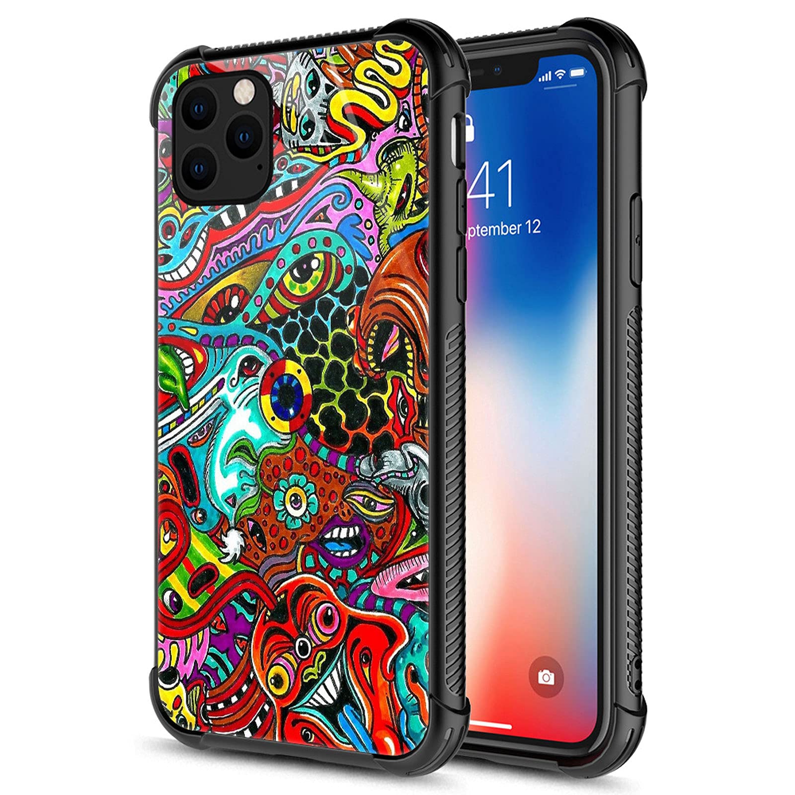 Carloca Compatible With Iphone 13 Pro Case,Colorful Trippy Red Cartoon Identity Graphic Design Shockproof Anti Scratch Hard Acry