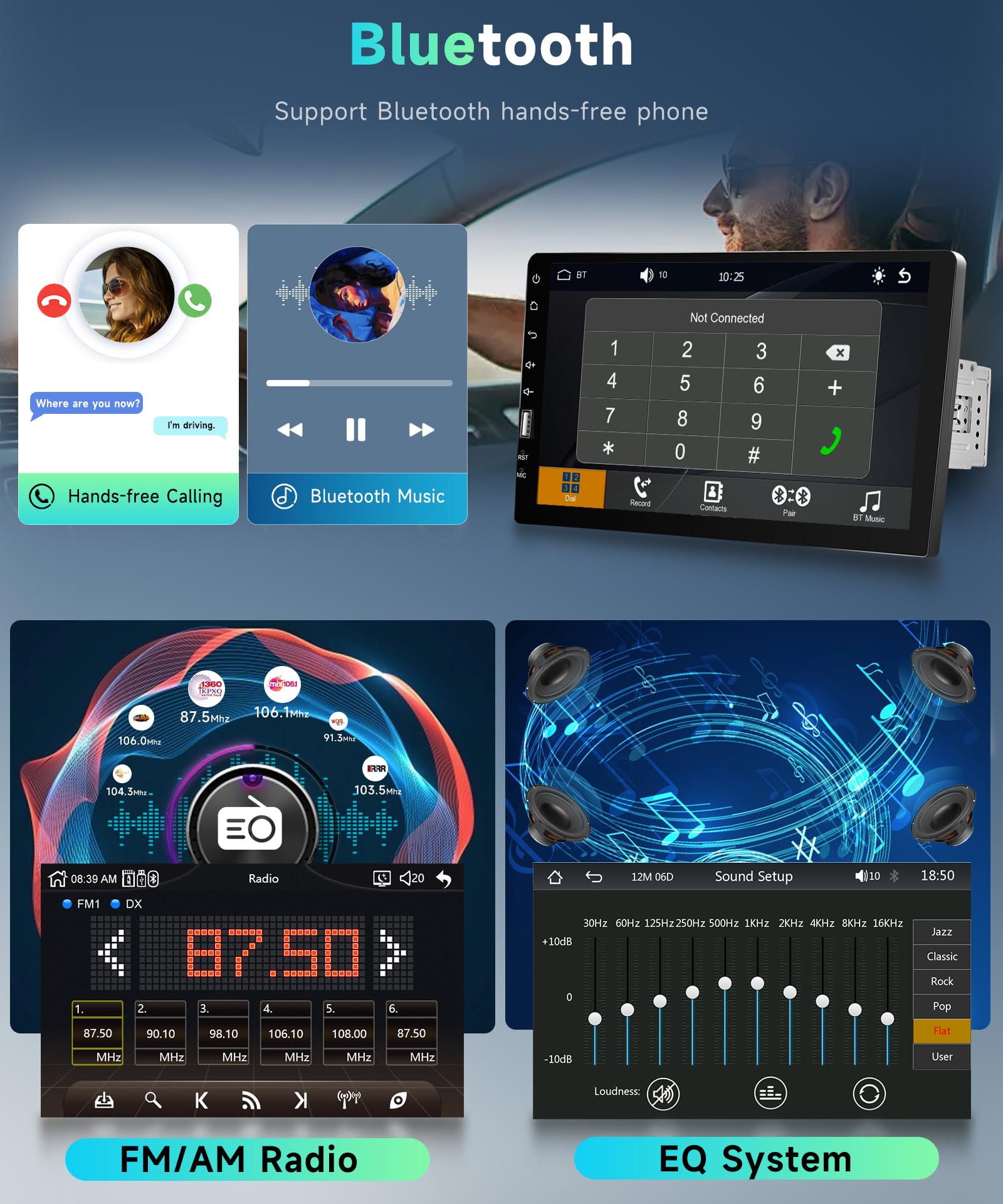 Single Din Carplay Car Stereo With Android Auto, Podofo 9 Inch Hd Ips Touchscreen Bluetooth Car Radio Supports Fm/Am Radio Mirror Link Swc,Car Audio Receivers With Backup Camera/External Mic/Usb