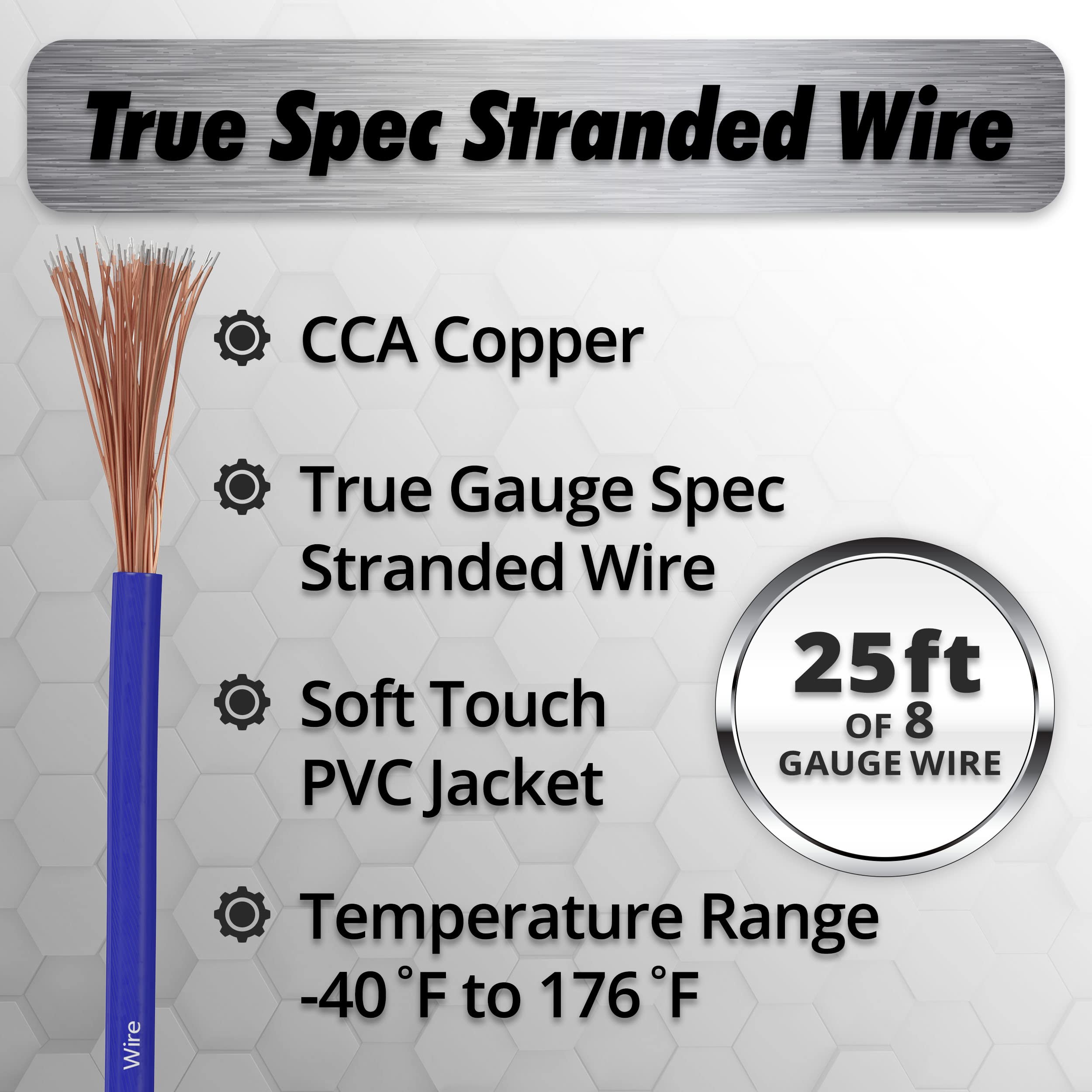 Installgear 8 Gauge Wire (25Ft) Copper Clad Aluminum Caa   Primary Automotive Wire, Car Amplifier Power & Ground Cable, Battery