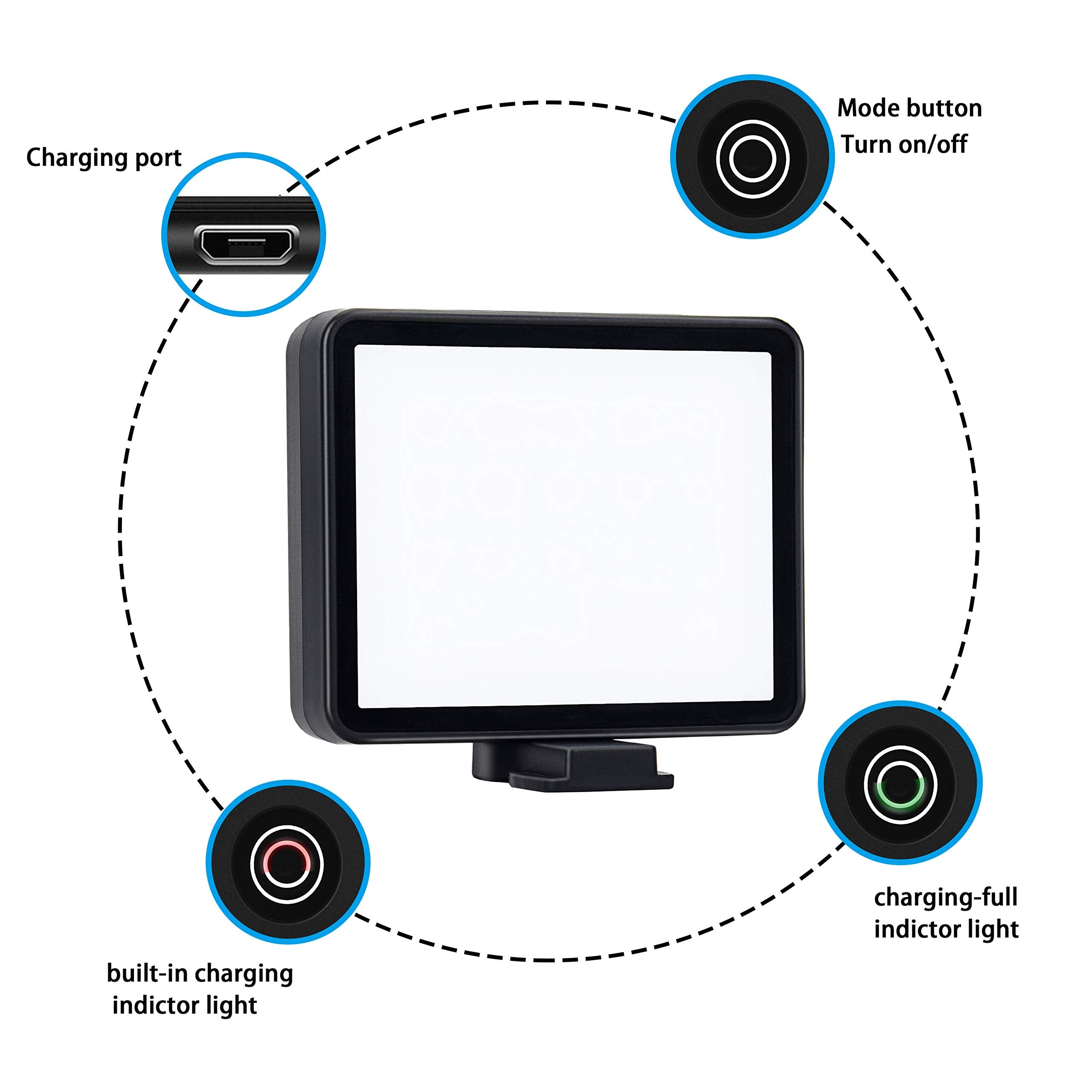 Suptig Led Video Light Dimmable White Lights, Natural Lights, Warm Lights Compatible For Gopro Hero 12,11,10,9,8,7,6,5,4,3,3+, H