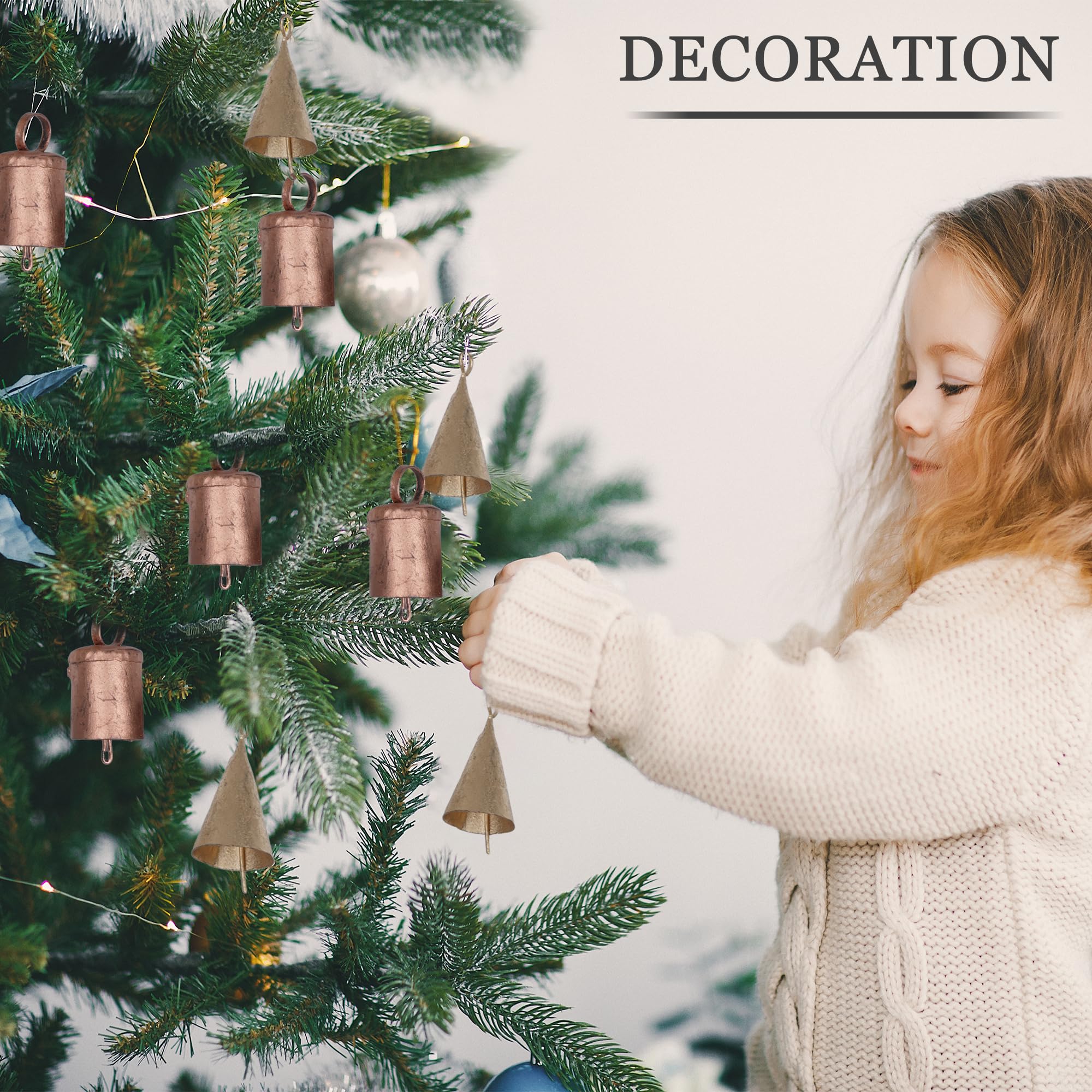 Diyana Impex Vintage Indian Tin Bells Rustic Chime Vintage Jingle Bell Cow Bells Christmas Tree Crafts Decoration Lot 20 Pc (Gol