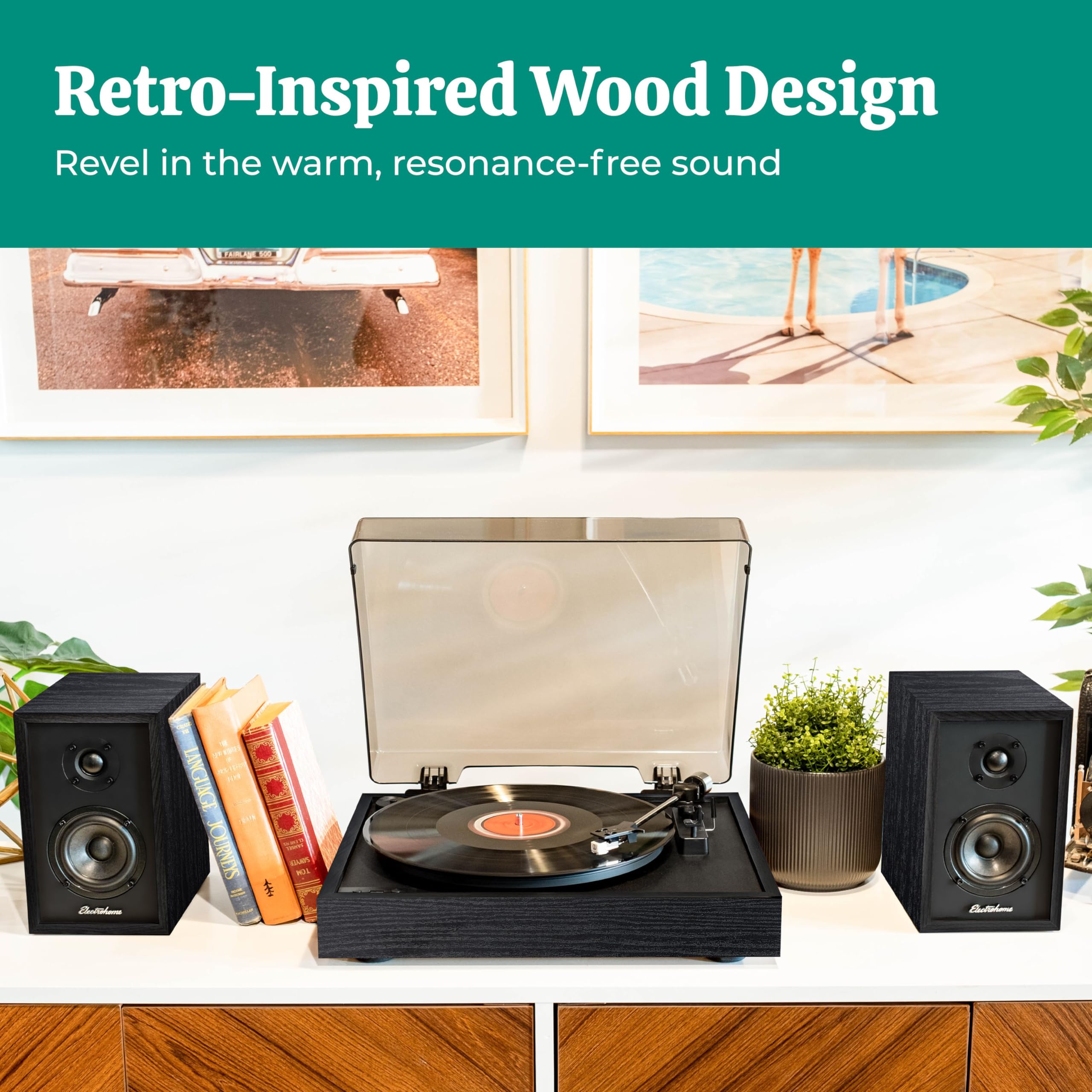 Electrohome Berkeley 2.0 Stereo Powered Bookshelf Speakers With Built In Amplifier And 3'' Drivers For Turntable, Tv, Pc And Wir