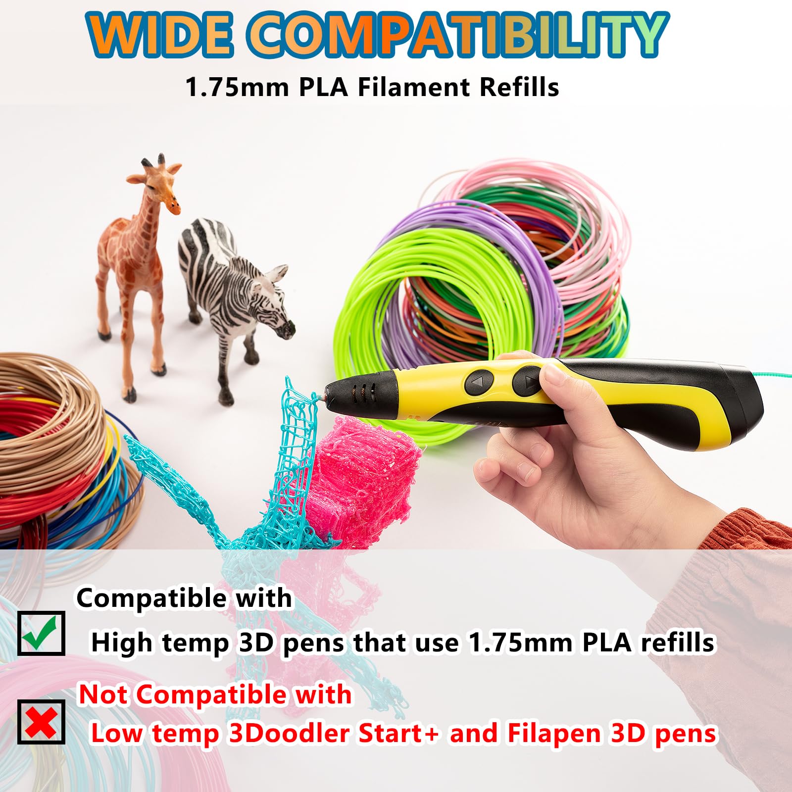 3D Pen Filament Refills 30 Colors, Yungden Pla 1.75Mm For 3D Pen, High Precision Diameter Tolerance    0.02Mm, 300 Feet In Total