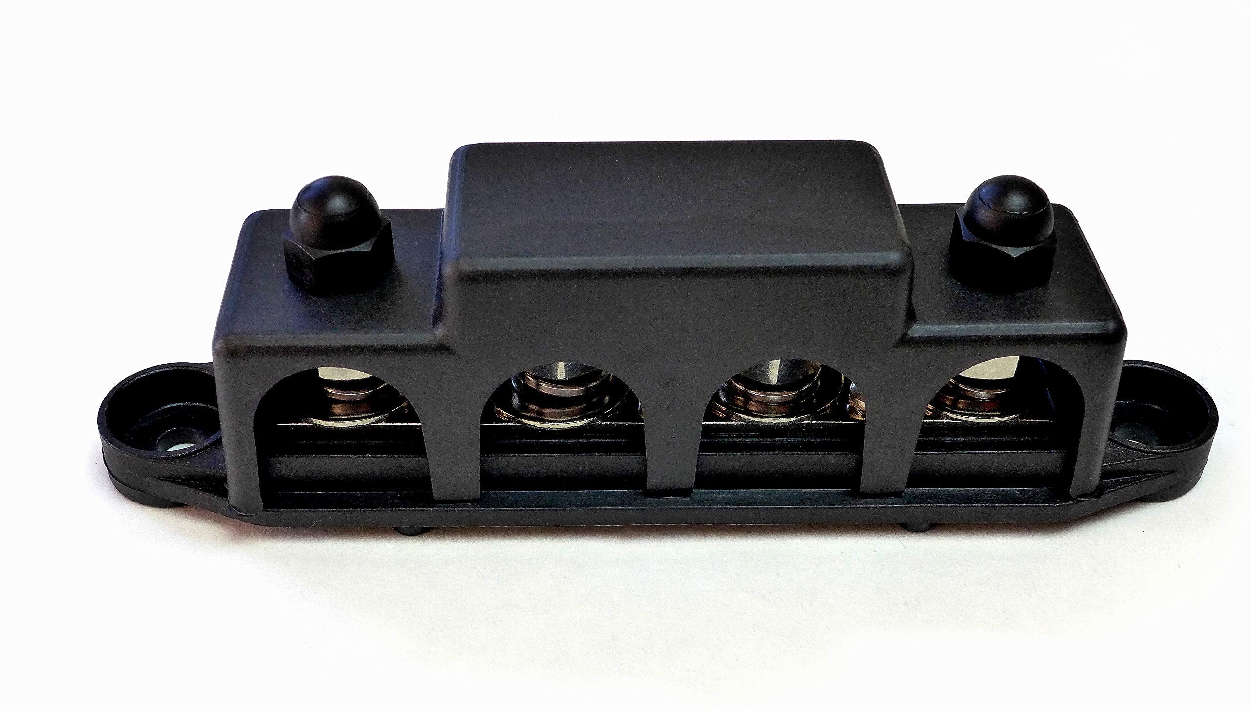 Bay Marine Supply Busbar   Made In Usa   4 Post 250 Amp Stainless Steel Distribution Block   5/16'' Black  Complimentary Conduct