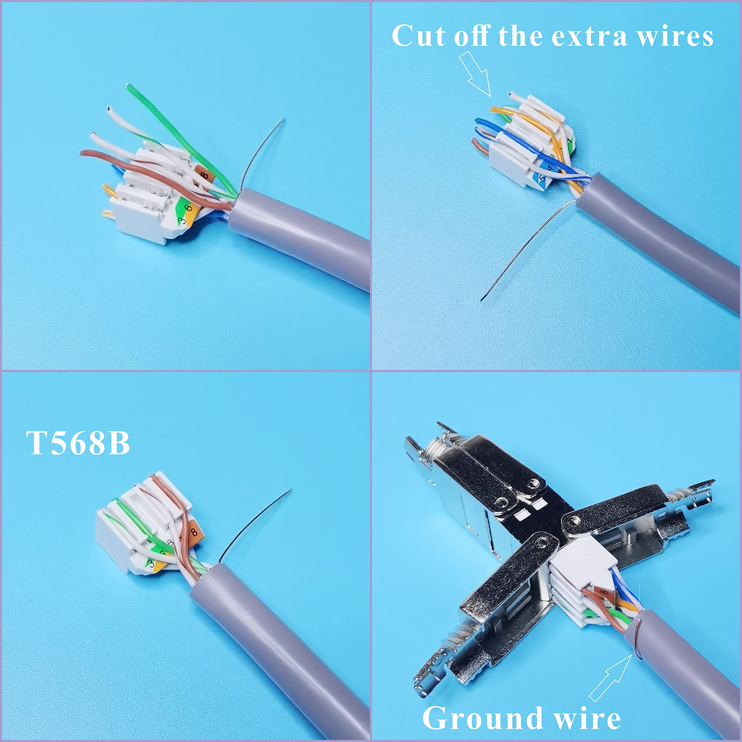 Ethernet Junction Box,Butt Splice Connector Of Cat6A/Cat6E/Cat6/Cat5E/Cat5 Network Cable,Tool Free Shielded Punch Down Type Term