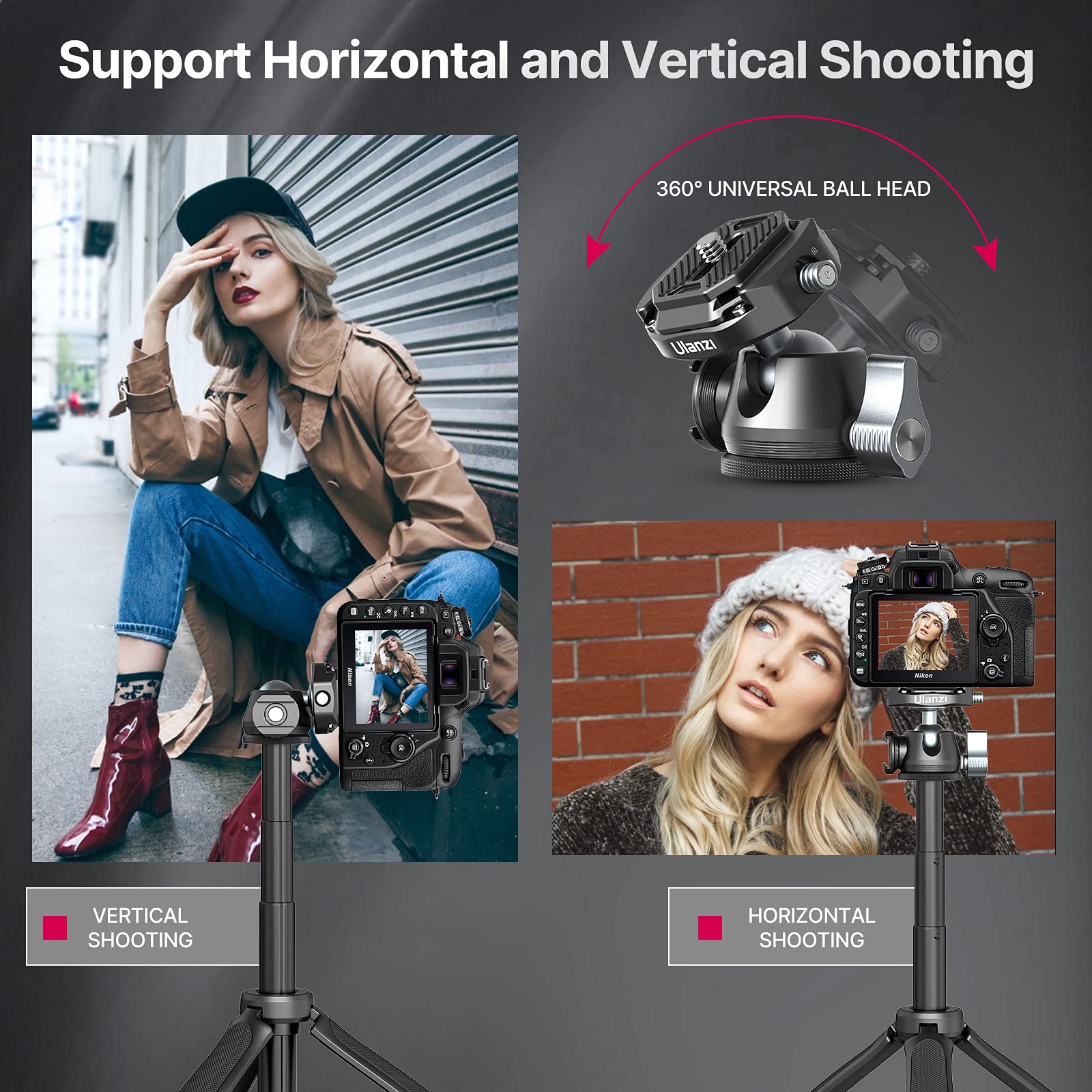 Ulanzi Camera Tripod, Mt-46 Aluminum Alloy Phone Tripod For Camera With F38 Quick Release Plate, 4 Levels Adjustment 360 Ball He