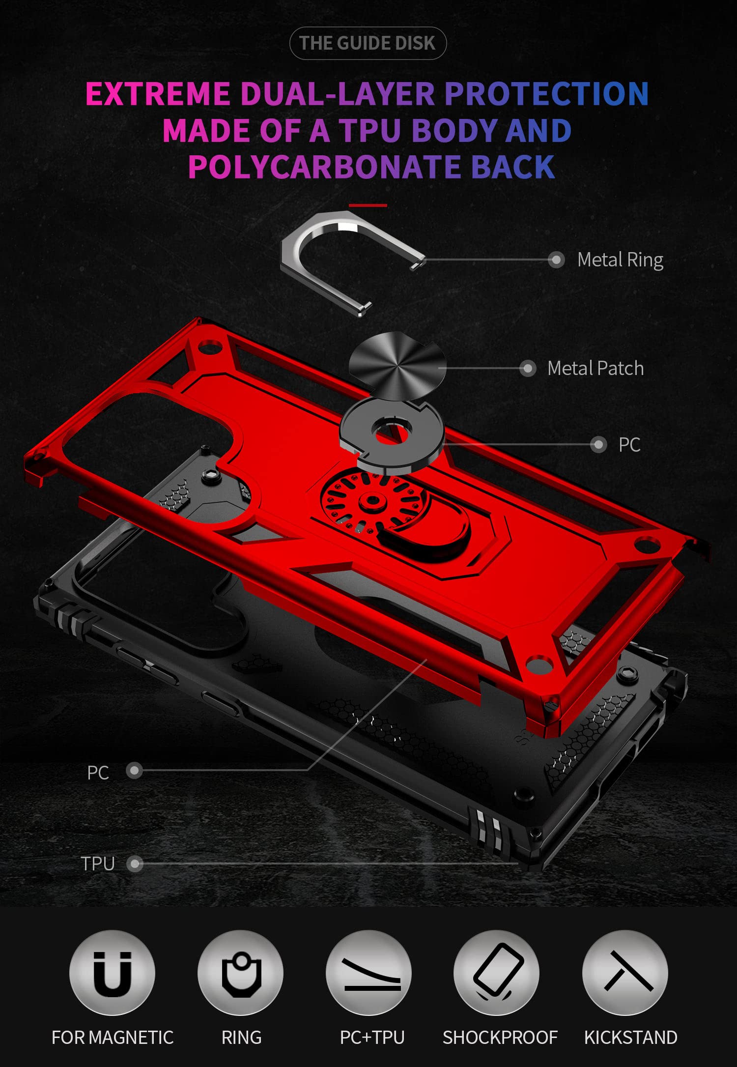 Addit Phone Case For Samsung S23 Ultra Case Samsung Galaxy S23 Ultra Phone Case, Military Grade, Heavy Duty, With Ring Holder St