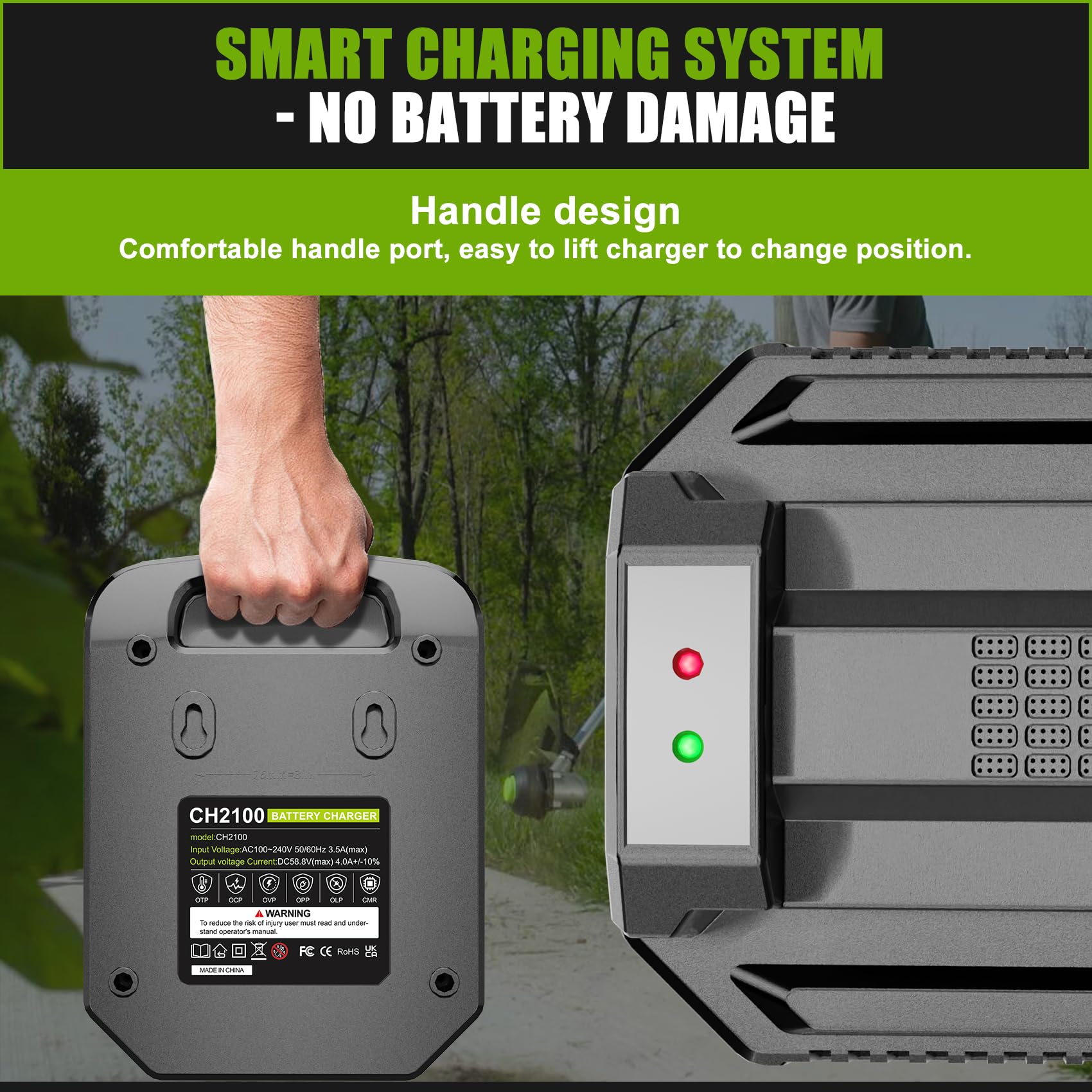 ?Faster? Replacement Charger For Ego Battery Charger 56V Replace For Ego Charger Ch3200 Ch5500 Ch2800D Model Ch2100 (2.0)