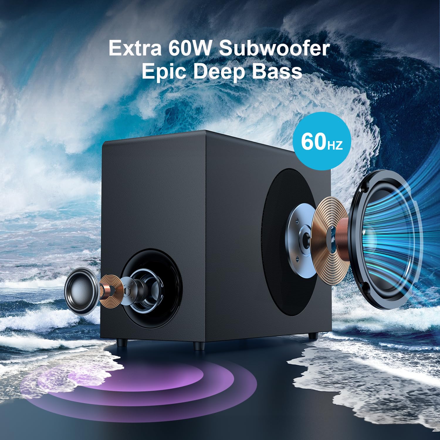 Mzeibo Sound Bar With Subwoofer, 120W Soundbar For Smart Tv Bluetooth 5.0 Home Theater, Deep Bass Audio System With Bt/Arc/Optic