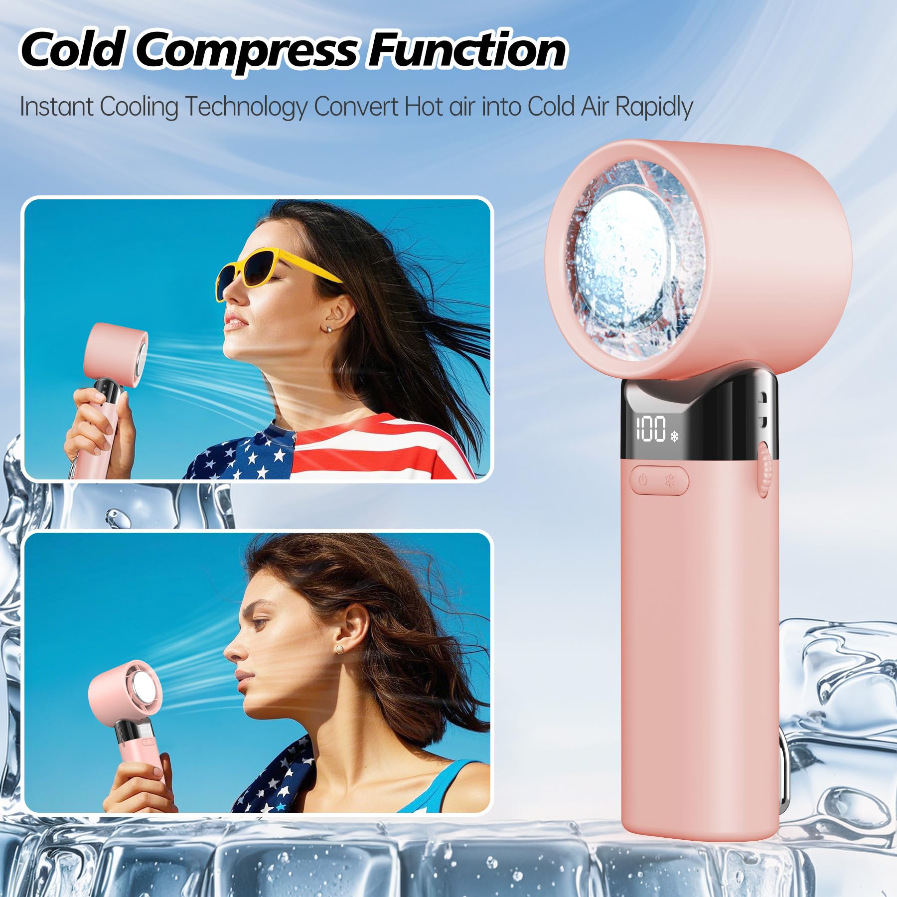 Sylvwin Portable Handheld Fan,Adjustable Mini Fans Speed(1-100),5000Mah Battery Rechargeable Personal Fan,Cooling Handheld Fans