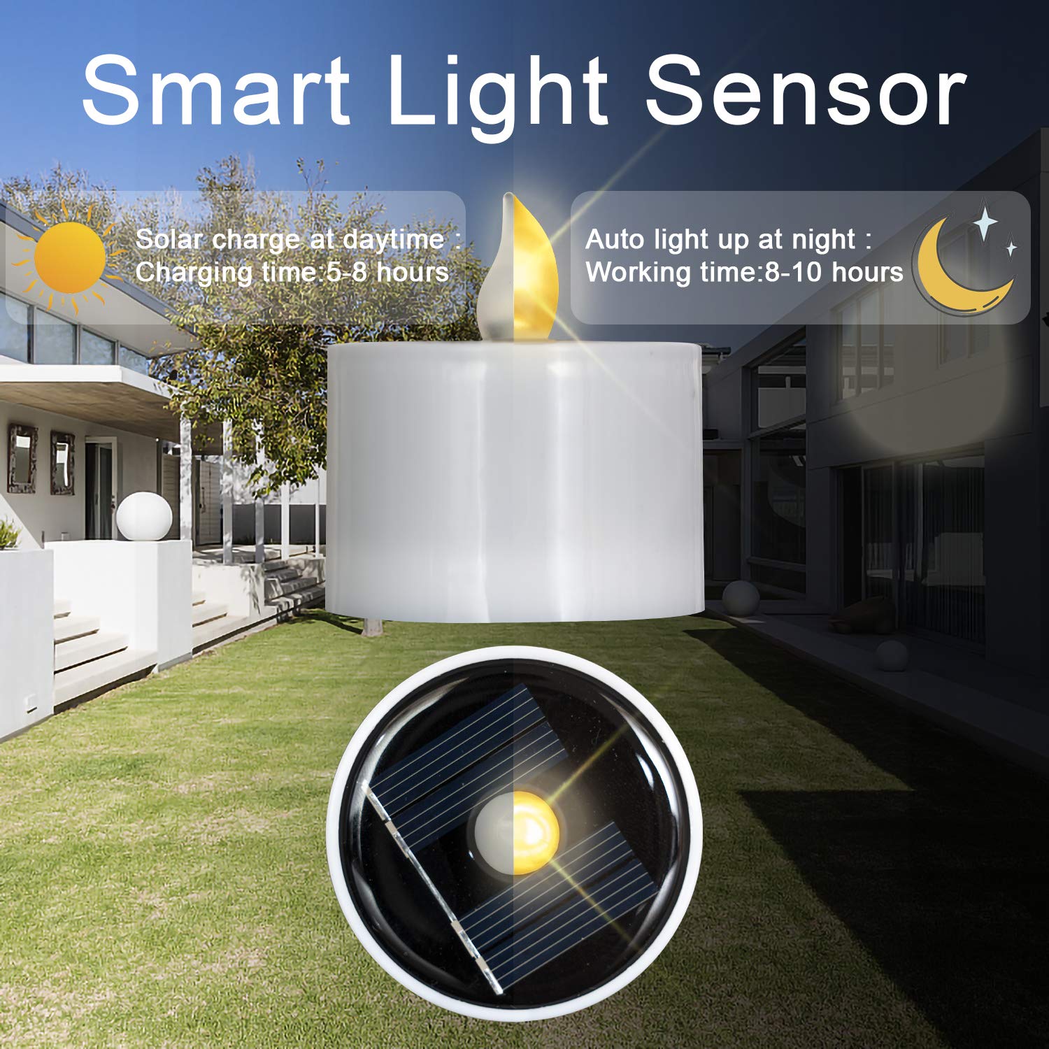 Homemory Solar Candles Outdoor Waterproof, Dusk To Dawn Outdoor Lighting, Reusable Led Tea Light Candles For Lantern Garden Camp